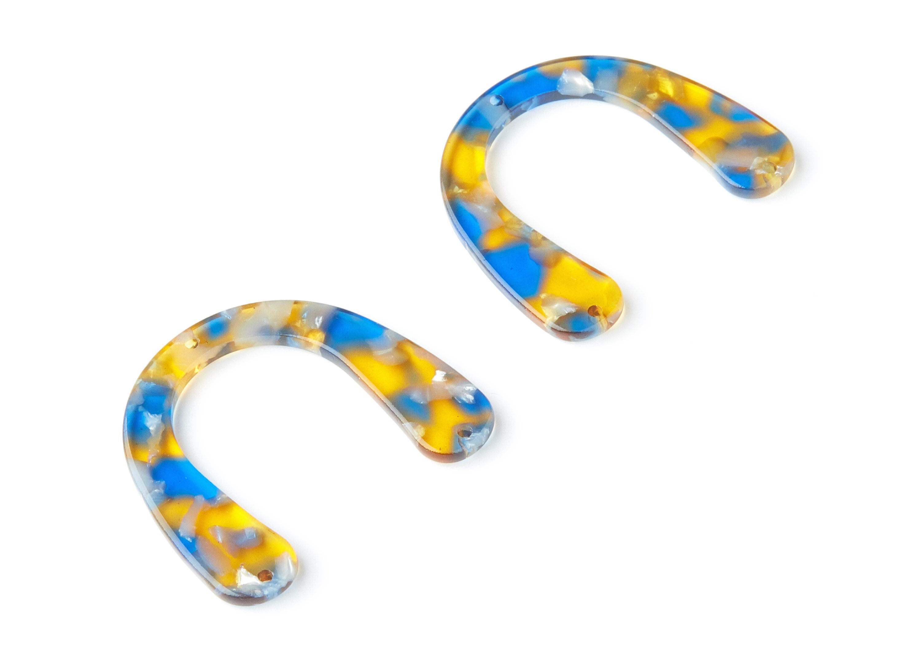 Acetate U Earring Charms - U Pendant With 3 Holes - Earring Findings - Jewelry Supplies - Color Code: A40 - 36x30.5x2.7mm - AC1361A - DOMEDBAZAAR