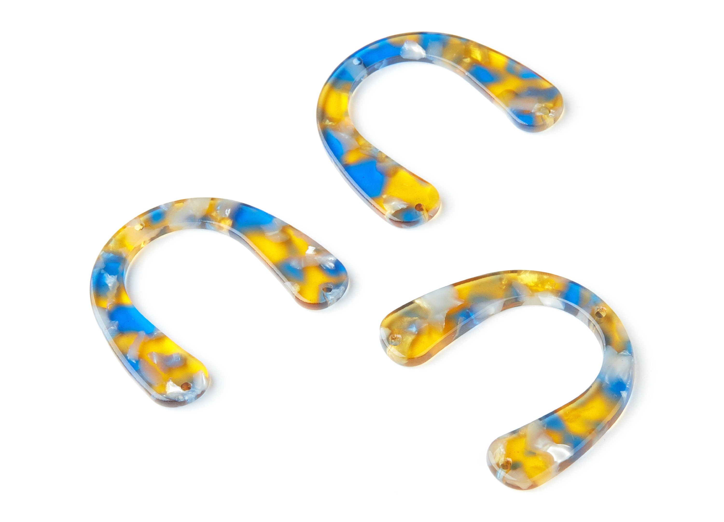 Acetate U Earring Charms - U Pendant With 3 Holes - Earring Findings - Jewelry Supplies - Color Code: A40 - 36x30.5x2.7mm - AC1361A - DOMEDBAZAAR