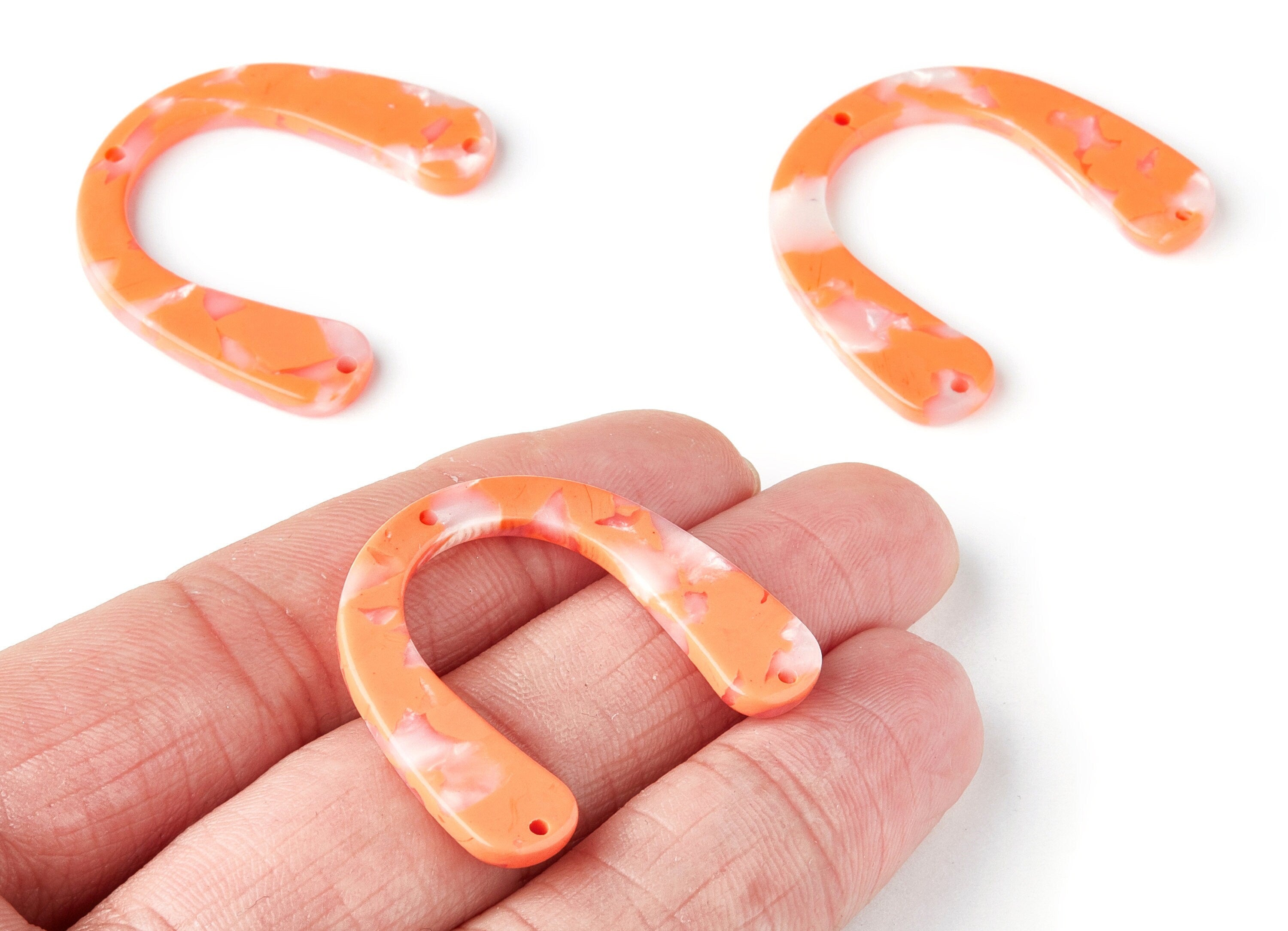 Acetate U Earring Charms - Acrylic U Pendant With 3 Holes - Earring Findings - Jewelry Supplies - Color Code: A39 - 36x30.5x2.7mm - AC1361B - DOMEDBAZAAR