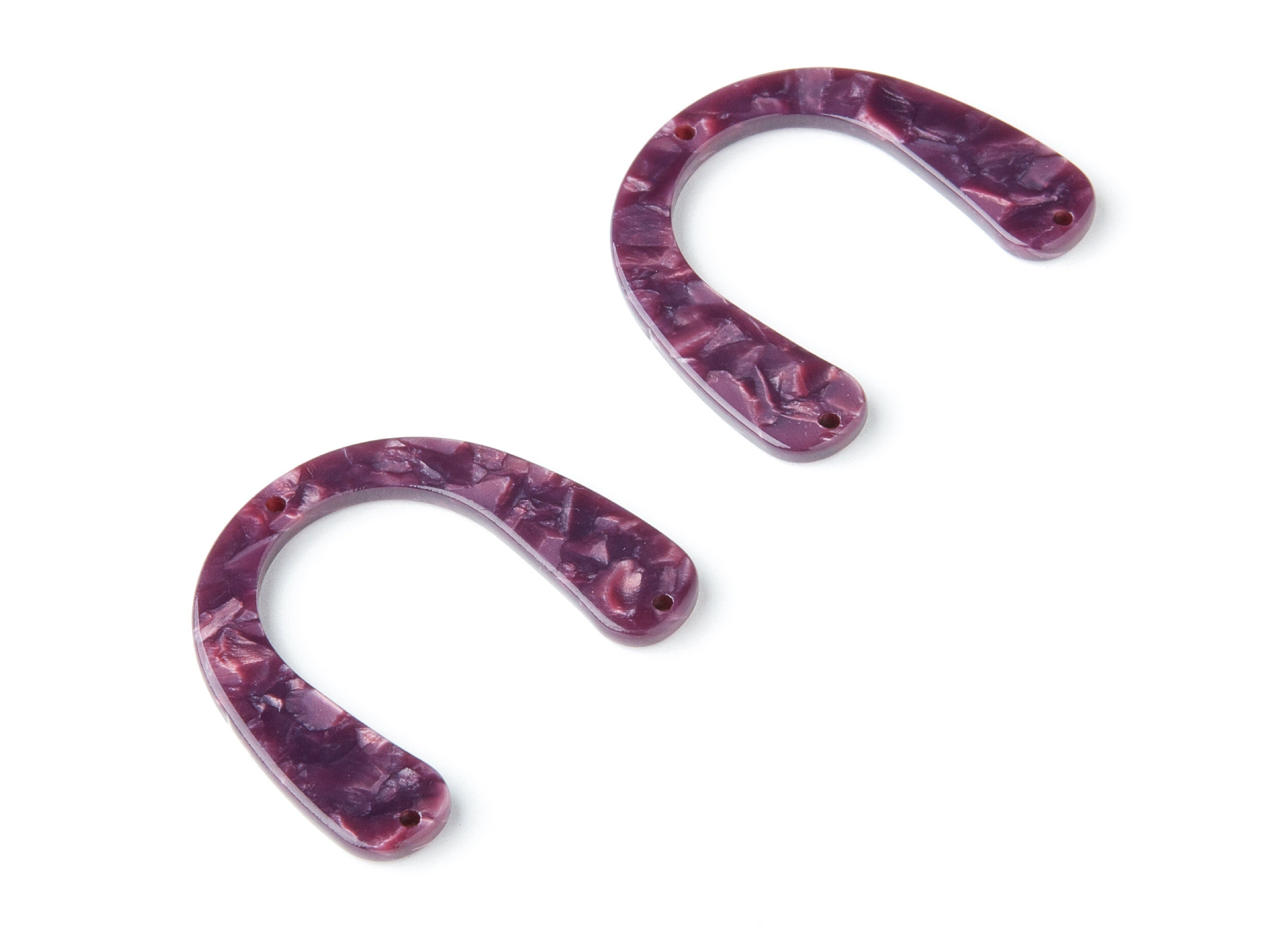Acetate Acrylic Earring Charms - Tortoise Shell Earrings - U Shaped with 3 Holes - Color Code: A41 - 36x30.5x2.7mm - AC1361D - DOMEDBAZAAR