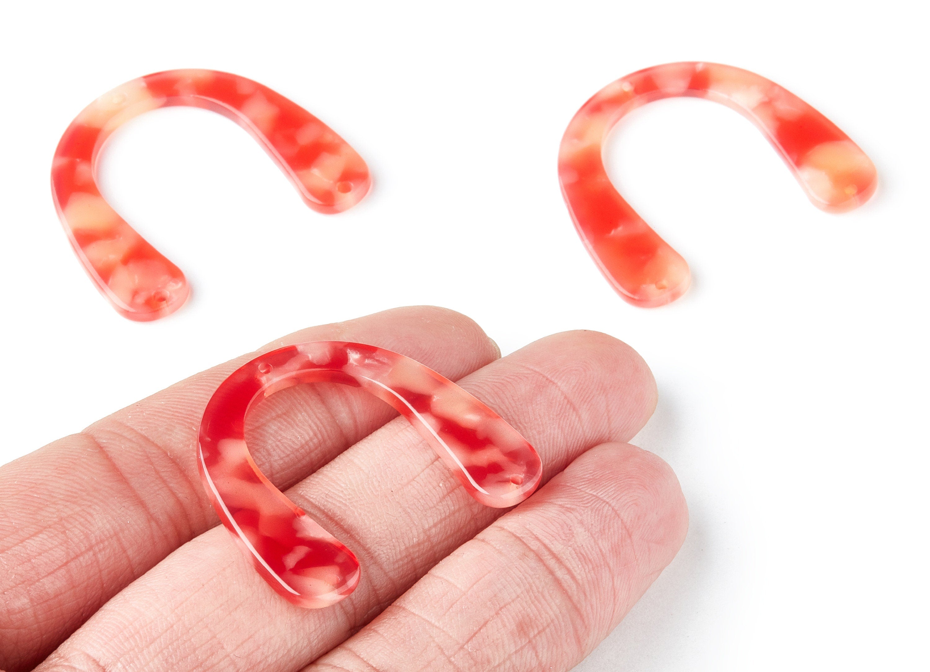 Acetate U Earring Charms - U Pendant With 3 Holes - Earring Findings - Jewelry Supplies - Color Code: A34 - 36x30.5x2.7mm - AC1361P - DOMEDBAZAAR