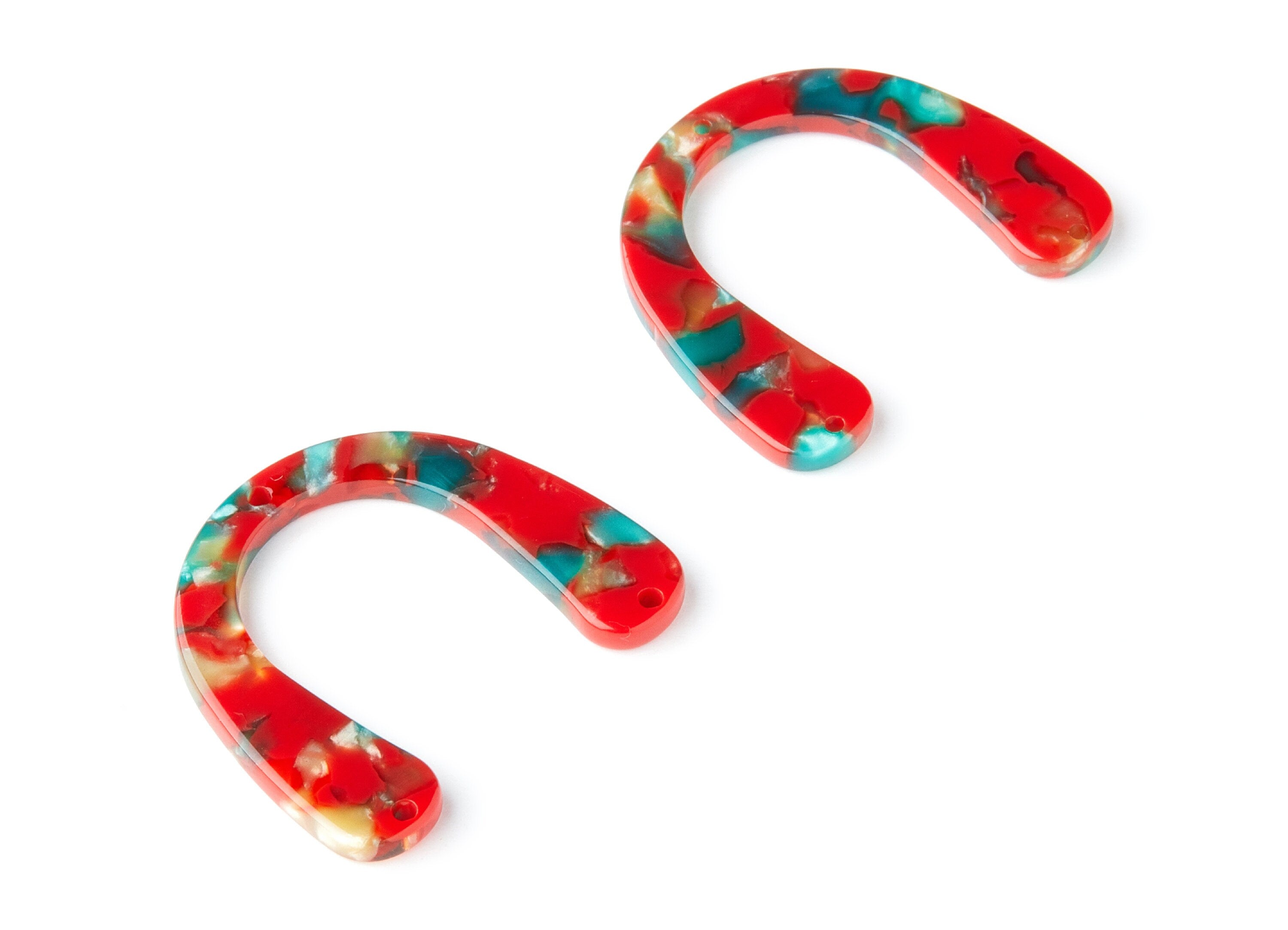 Acetate U Earring Charms - U Pendant With 3 Holes - Earring Findings - Jewelry Supplies - Color Code: A46 - 36x30.5x2.7mm - AC1361V - DOMEDBAZAAR