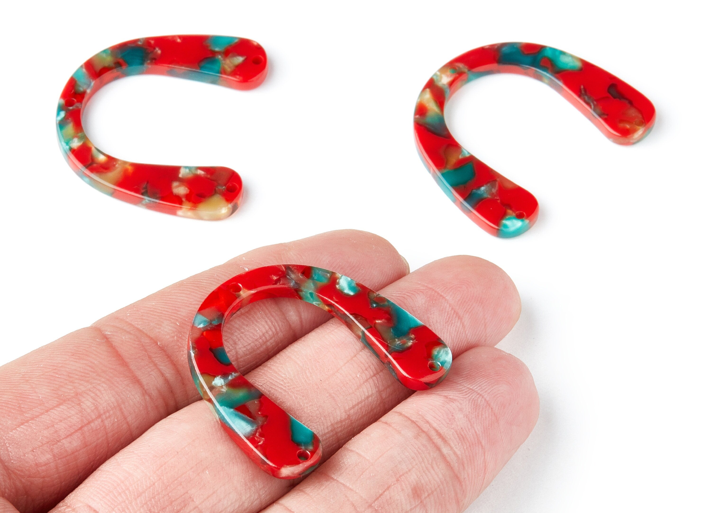 Acetate U Earring Charms - U Pendant With 3 Holes - Earring Findings - Jewelry Supplies - Color Code: A46 - 36x30.5x2.7mm - AC1361V - DOMEDBAZAAR