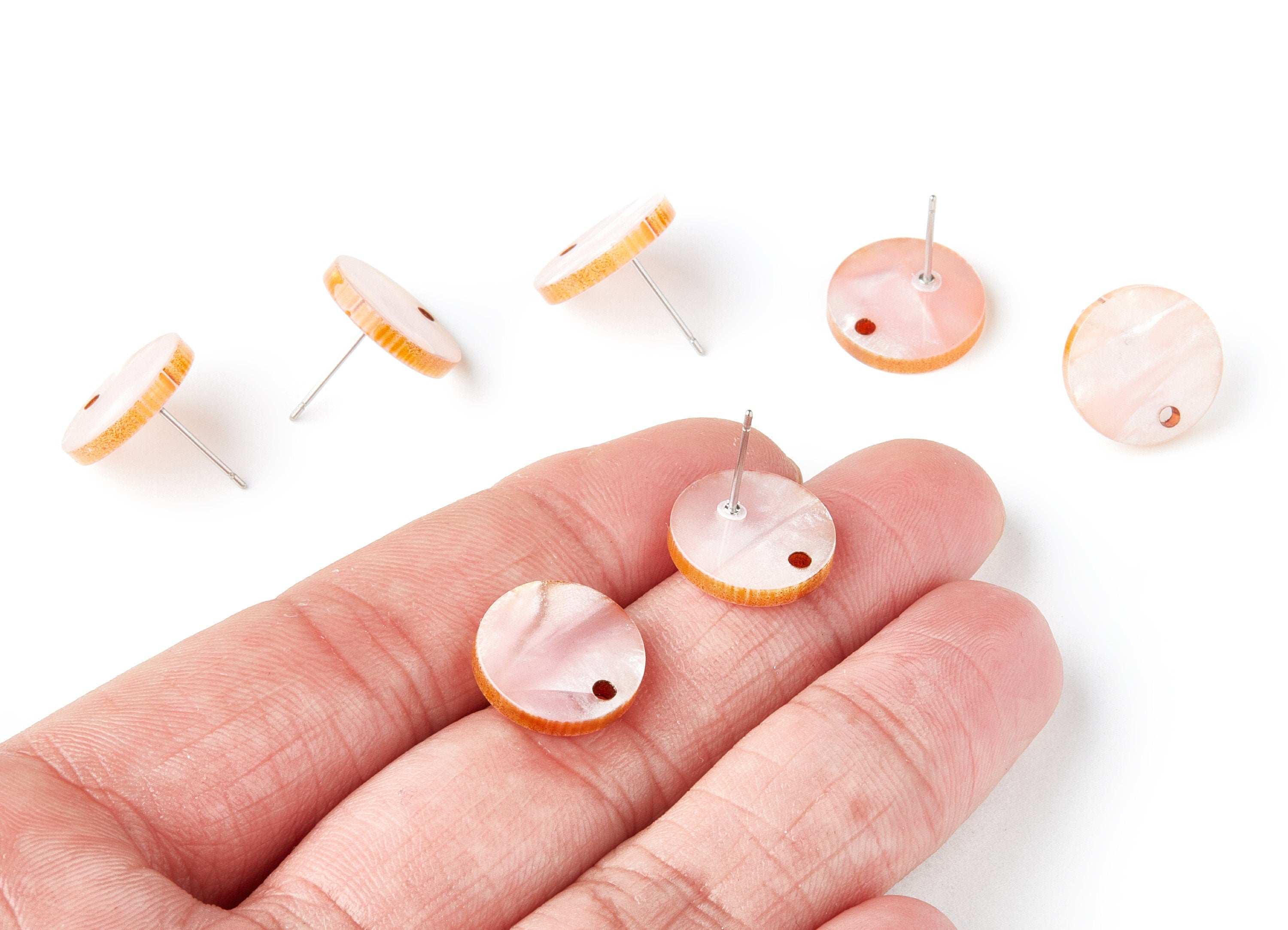Acetate Round Earring Post - Acetate Round  Earring Stud - Earring Stud Findings - Color Code: A238 - 14.6x14.6x2.28mm - AC1385A - DOMEDBAZAAR