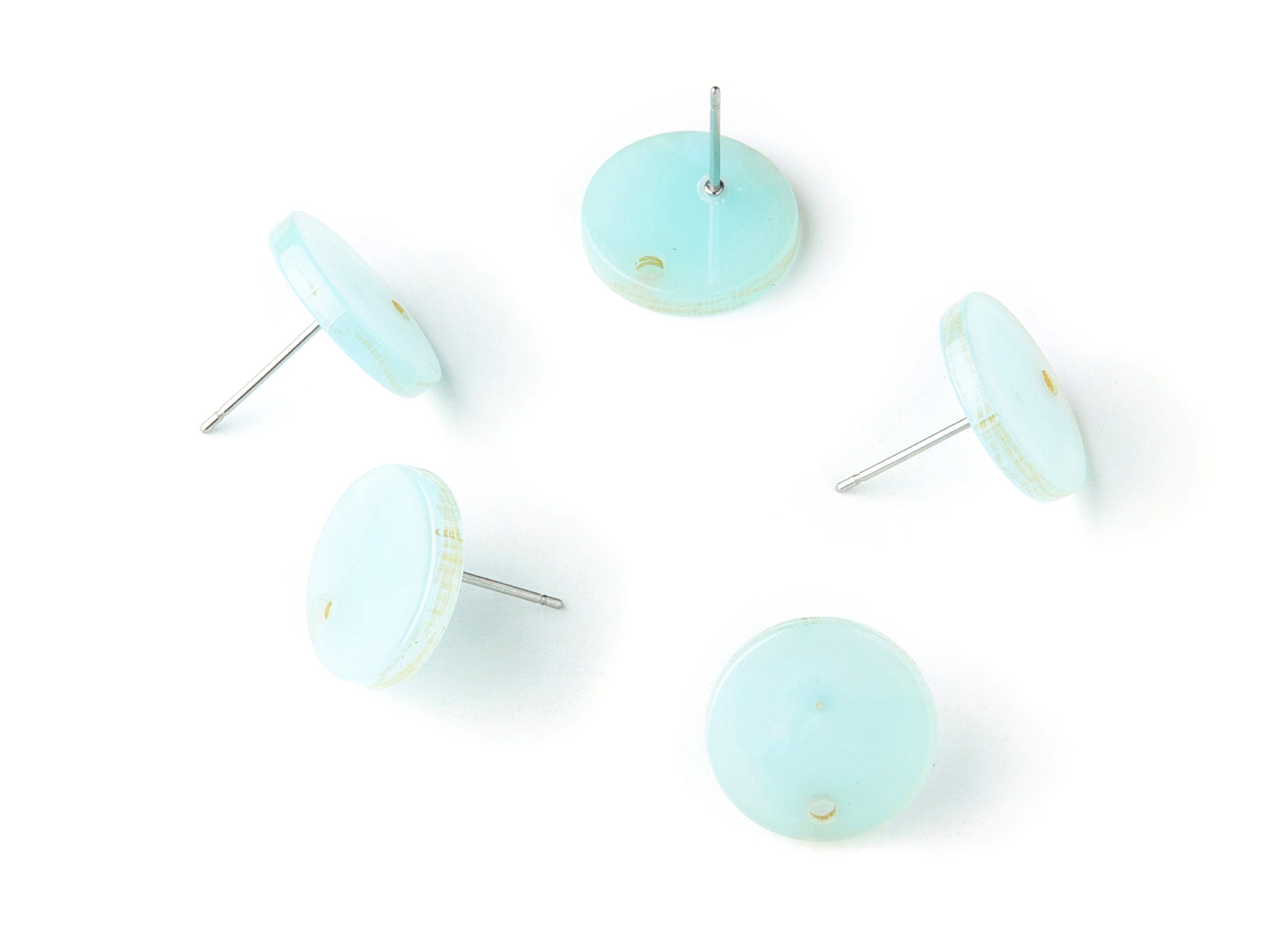 Acetate Round Earring Post - Acetate Round  Earring Stud - Earring Stud Findings - Color Code: A236 - 14.6x14.6x2.28mm - AC1385C - DOMEDBAZAAR