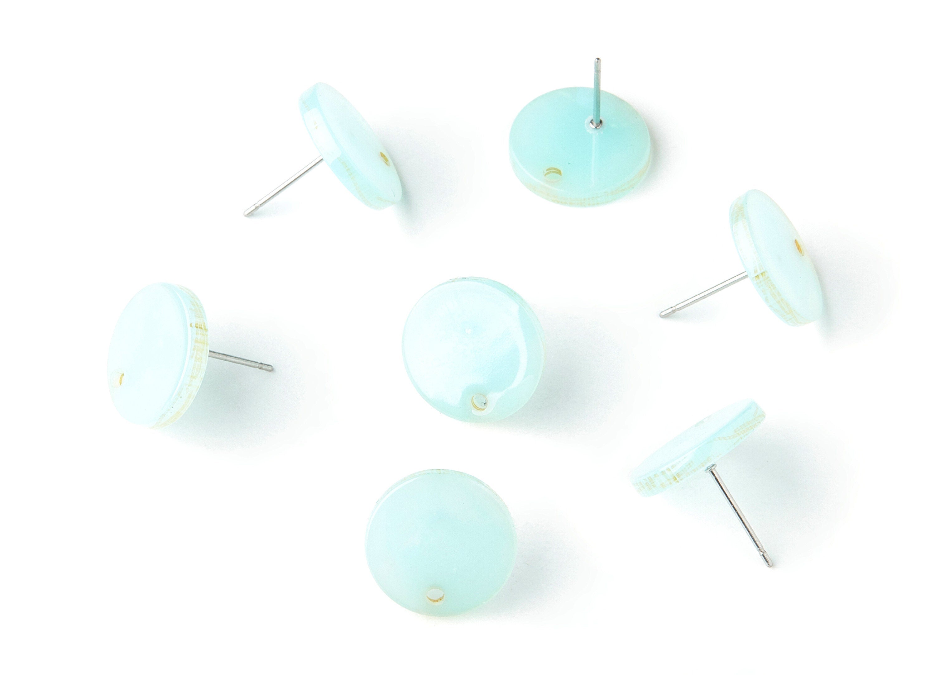 Acetate Round Earring Post - Acetate Round  Earring Stud - Earring Stud Findings - Color Code: A236 - 14.6x14.6x2.28mm - AC1385C - DOMEDBAZAAR