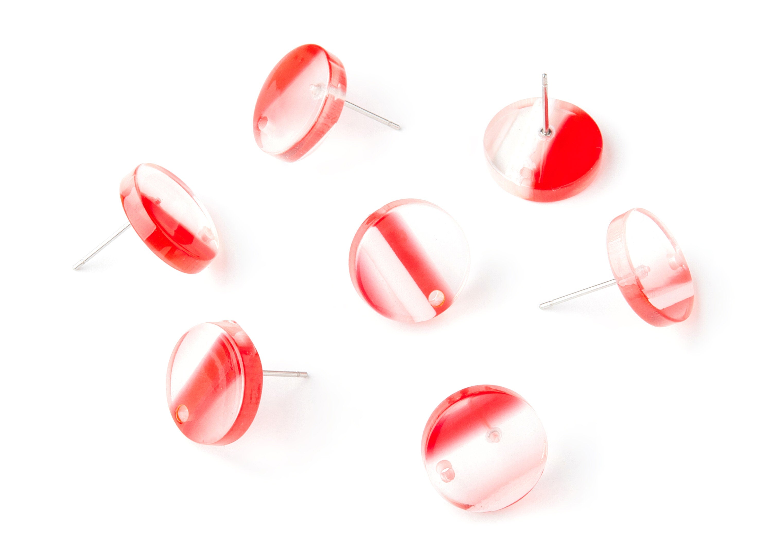 Acetate Round Earring Post - Acetate Round  Earring Stud - Earring Stud Findings - Color Code: A171 - 14.6x14.6x2.28mm - AC1385F - DOMEDBAZAAR