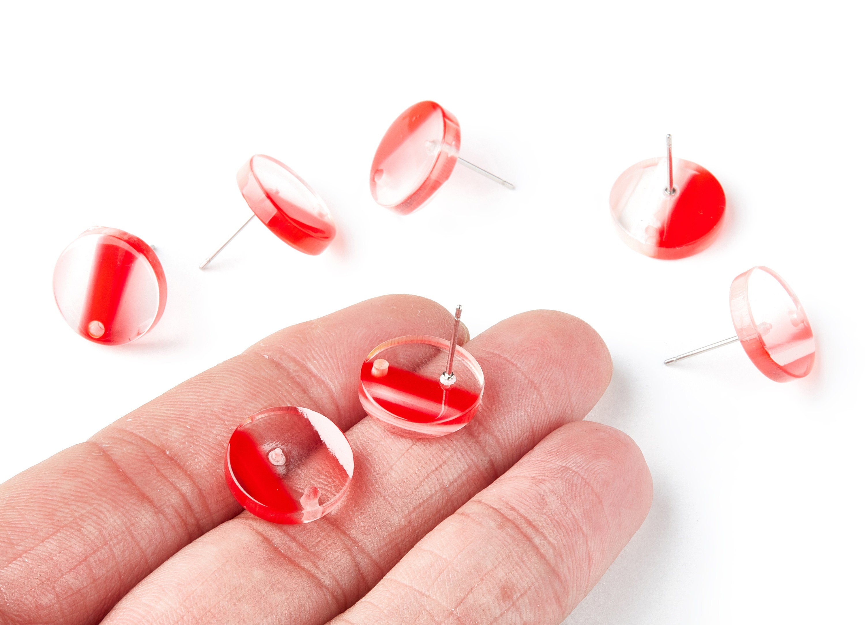 Acetate Round Earring Post - Acetate Round  Earring Stud - Earring Stud Findings - Color Code: A171 - 14.6x14.6x2.28mm - AC1385F - DOMEDBAZAAR