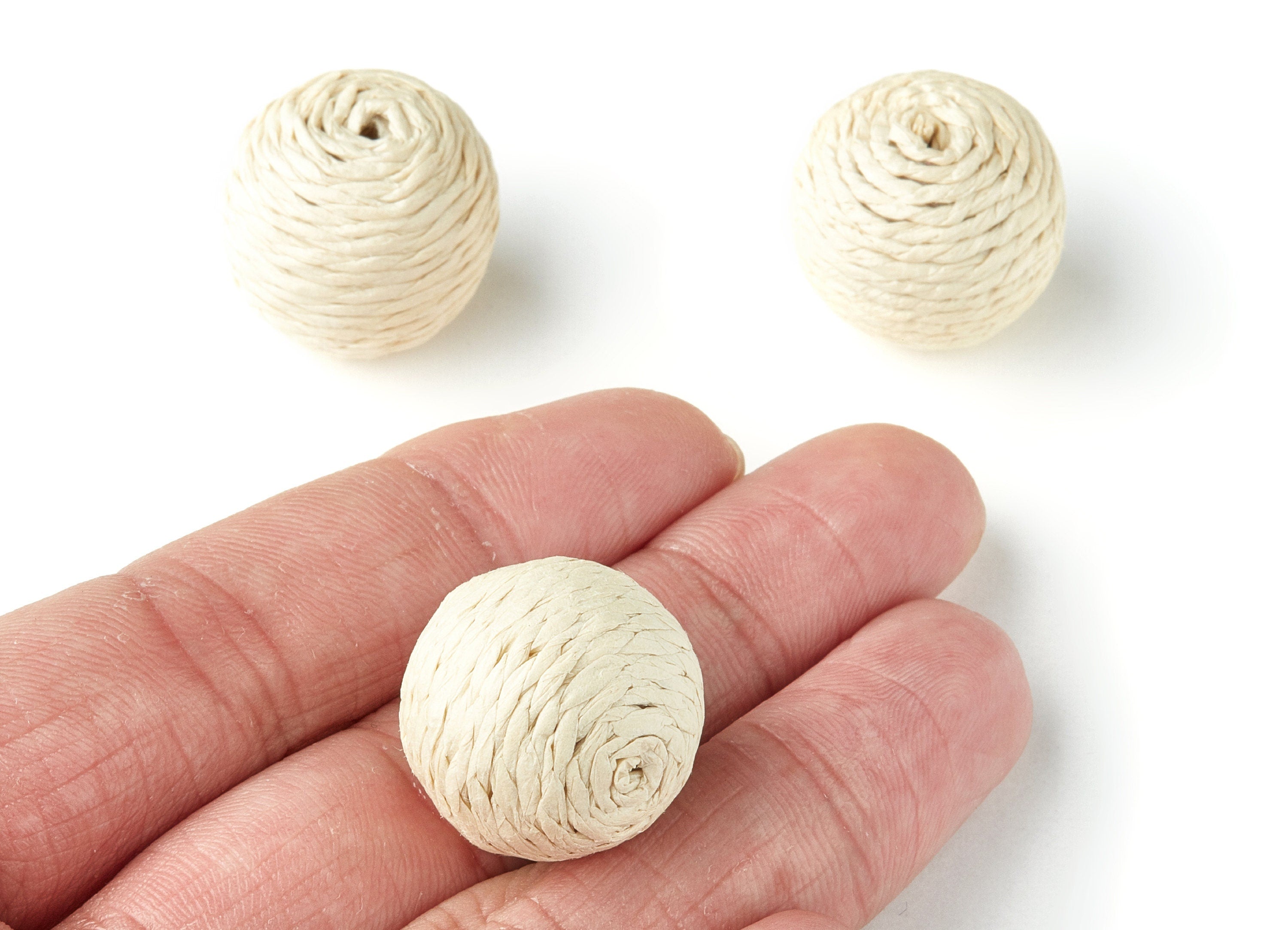 Handwoven Rattan Earrings - Ball Shaped Rattan Pendant - Wooden Straw Earring - Jewelery Handmade - 21.6x19.3mm - RT1118 - DOMEDBAZAAR