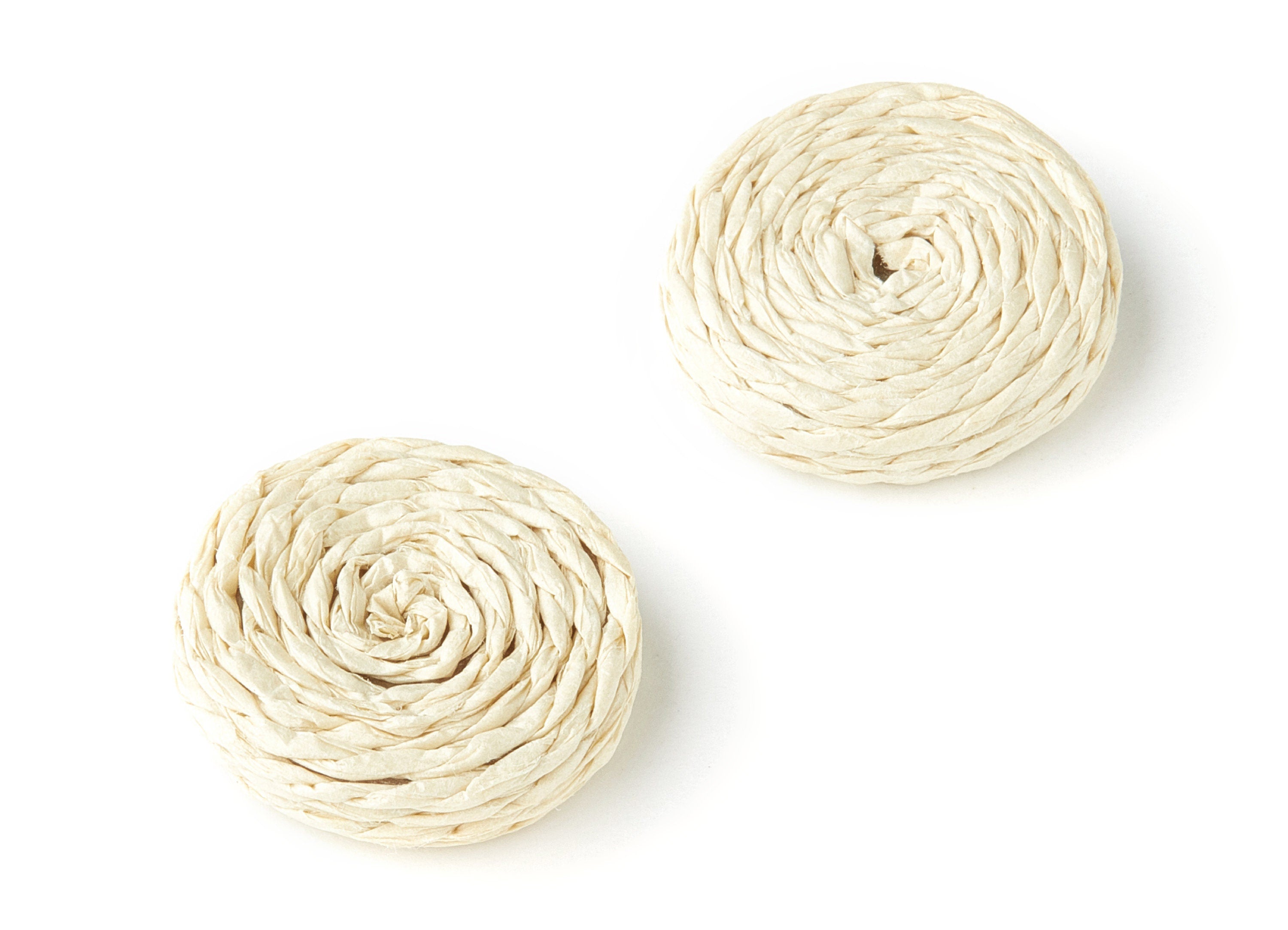 Handwoven Rattan Earrings - Coin Shaped Rattan Pendant - Wooden Straw Earring - Jewelery Handmade - 27.3x27.3x7mm - RT1145 - DOMEDBAZAAR