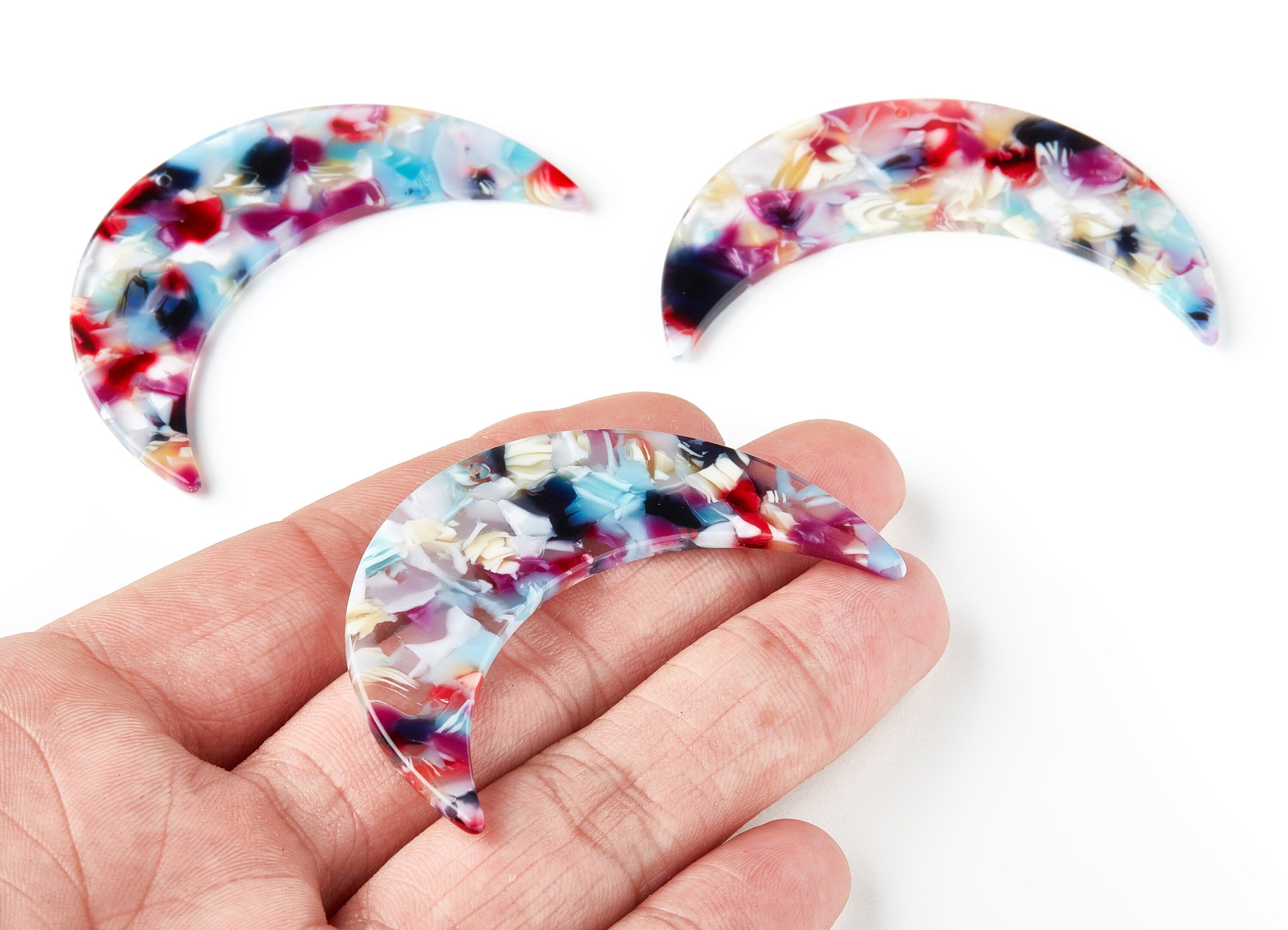 Acetate Crescent Earring Charms - Crescent Pendant - Earring Findings - Jewelry Supplies - Color Code: A184 - 61x18.42x2.6mm - AC1476-A184 - DOMEDBAZAAR