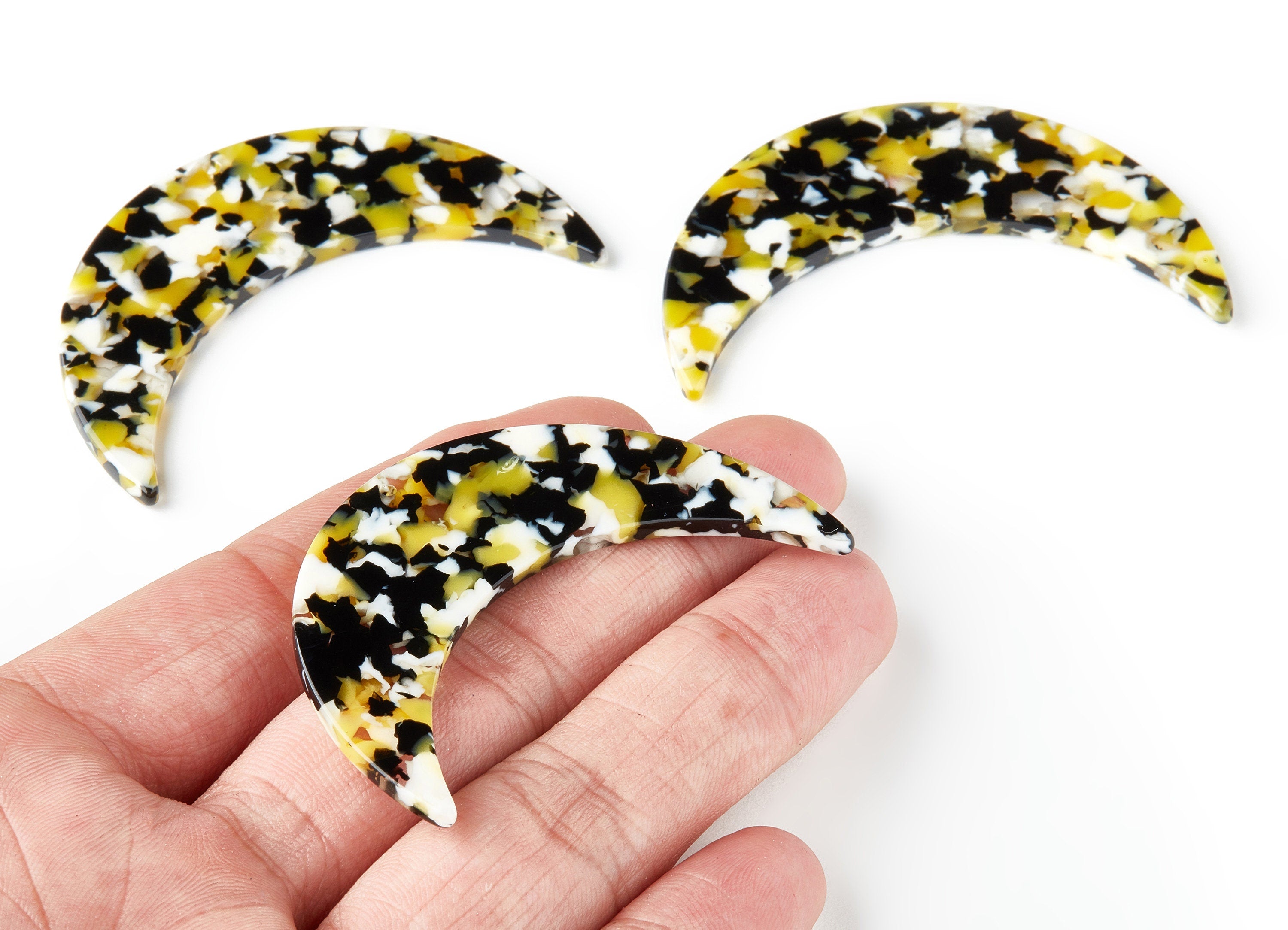 Acetate Crescent Earring Charms - Crescent Pendant - Earring Findings - Jewelry Supplies - Color Code: A183 - 61x18.42x2.6mm - AC1476-A183 - DOMEDBAZAAR