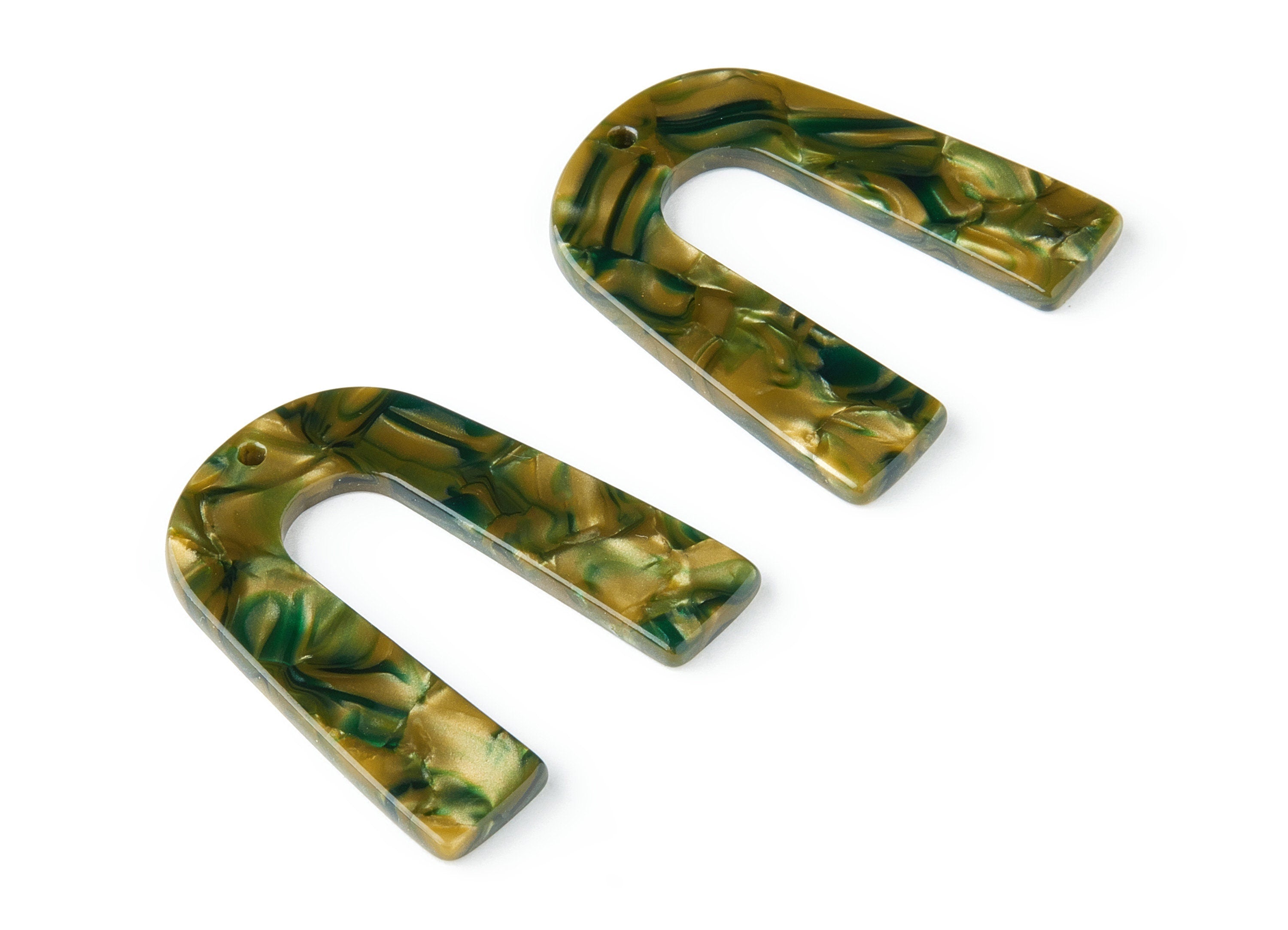 Acetate U Earring Charms - Acrylic U Pendant - Earring Findings - Jewelry Supplies - Color Code: A208 - 36.13x31.74x2.72mm - AC1493-A208 - DOMEDBAZAAR