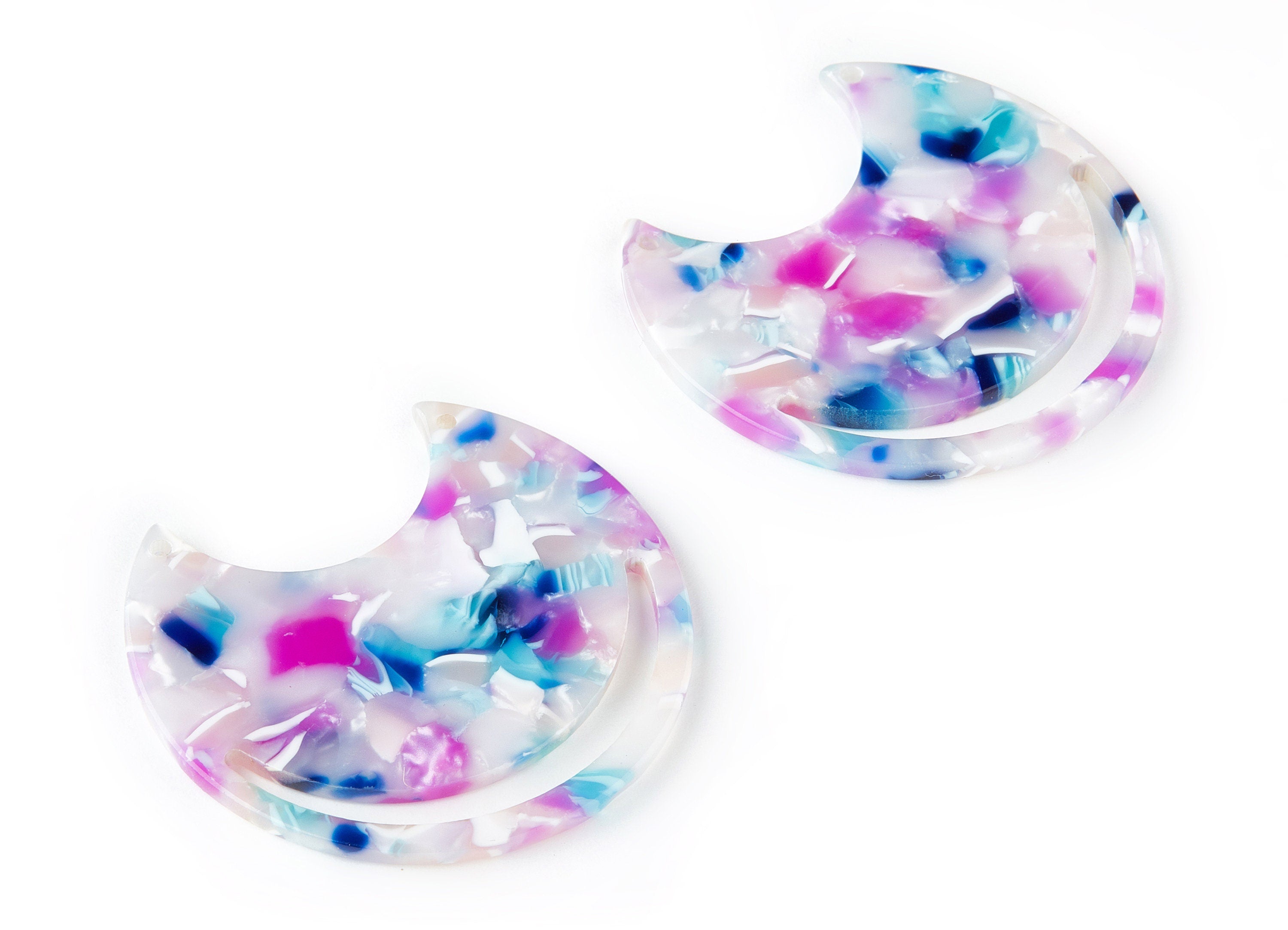 Acetate Moon Earring Charm - Acrylic Moon Pendant - Earring Findings - Jewelry Supplies - Color Code: A197 - 44.44x30.6x2.55mm - AC1486-A197 - DOMEDBAZAAR