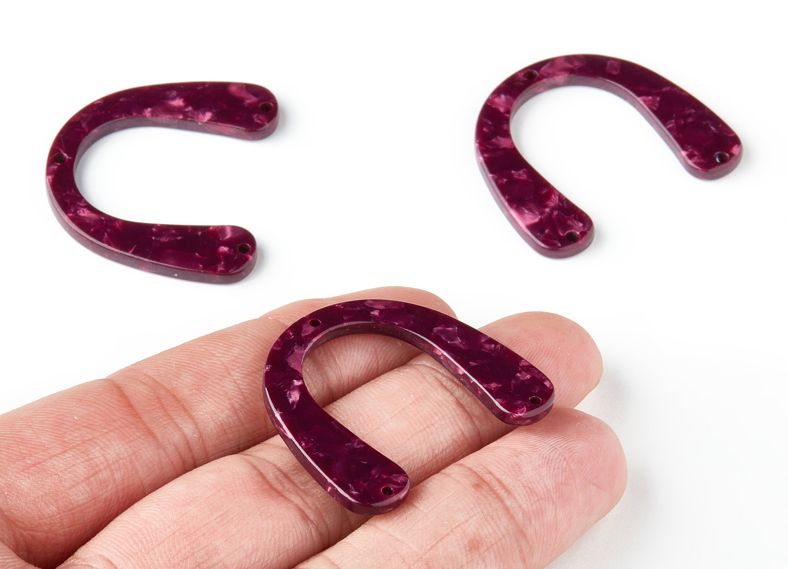 Acetate U Earring Connectors - Acrylic U Pendant - Earring Findings - Jewelry Supplies - Color Code: A159 - 30.4x36.67x2.6mm - AC1466-A159 - DOMEDBAZAAR