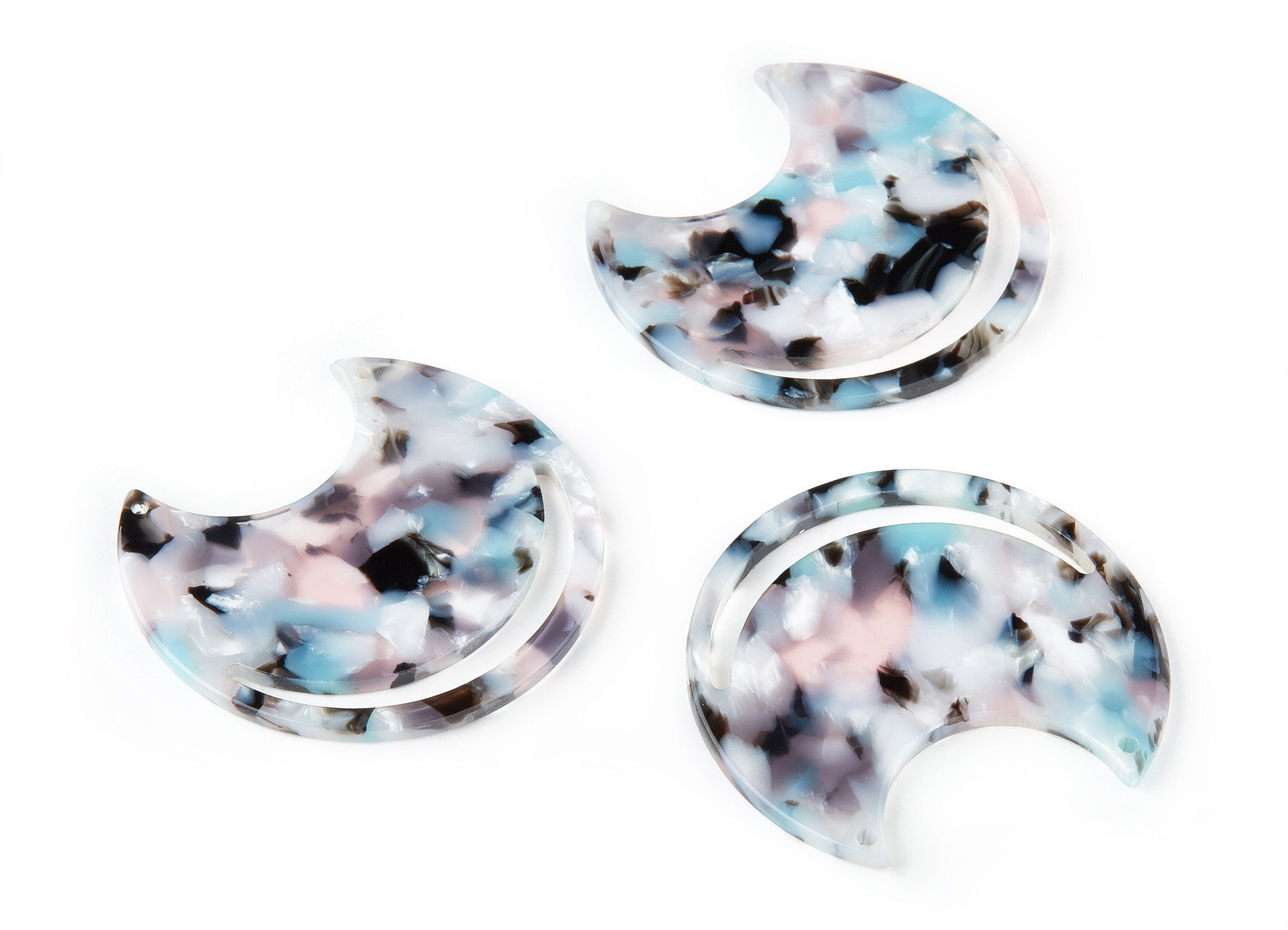 Acetate Moon Earring Charms - Moon Shaped Pendant - Earring Findings - Jewelry Supplies - Color Code: A198 - 44.44x30.6x2.55mm - AC1486-A198 - DOMEDBAZAAR