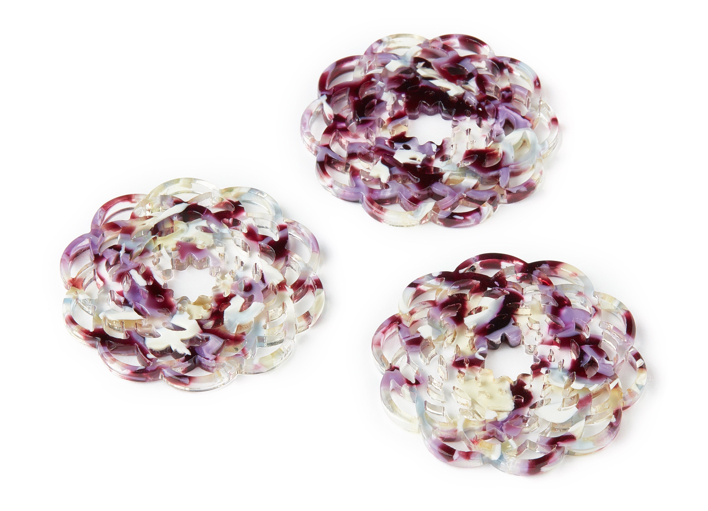 Acetate Flower Charms - Flower Earring and Pendant - Earring Findings - Jewelry Supply - Color Code: A211 - 39.98x39.98x2.69mm - AC1504-A211 - DOMEDBAZAAR
