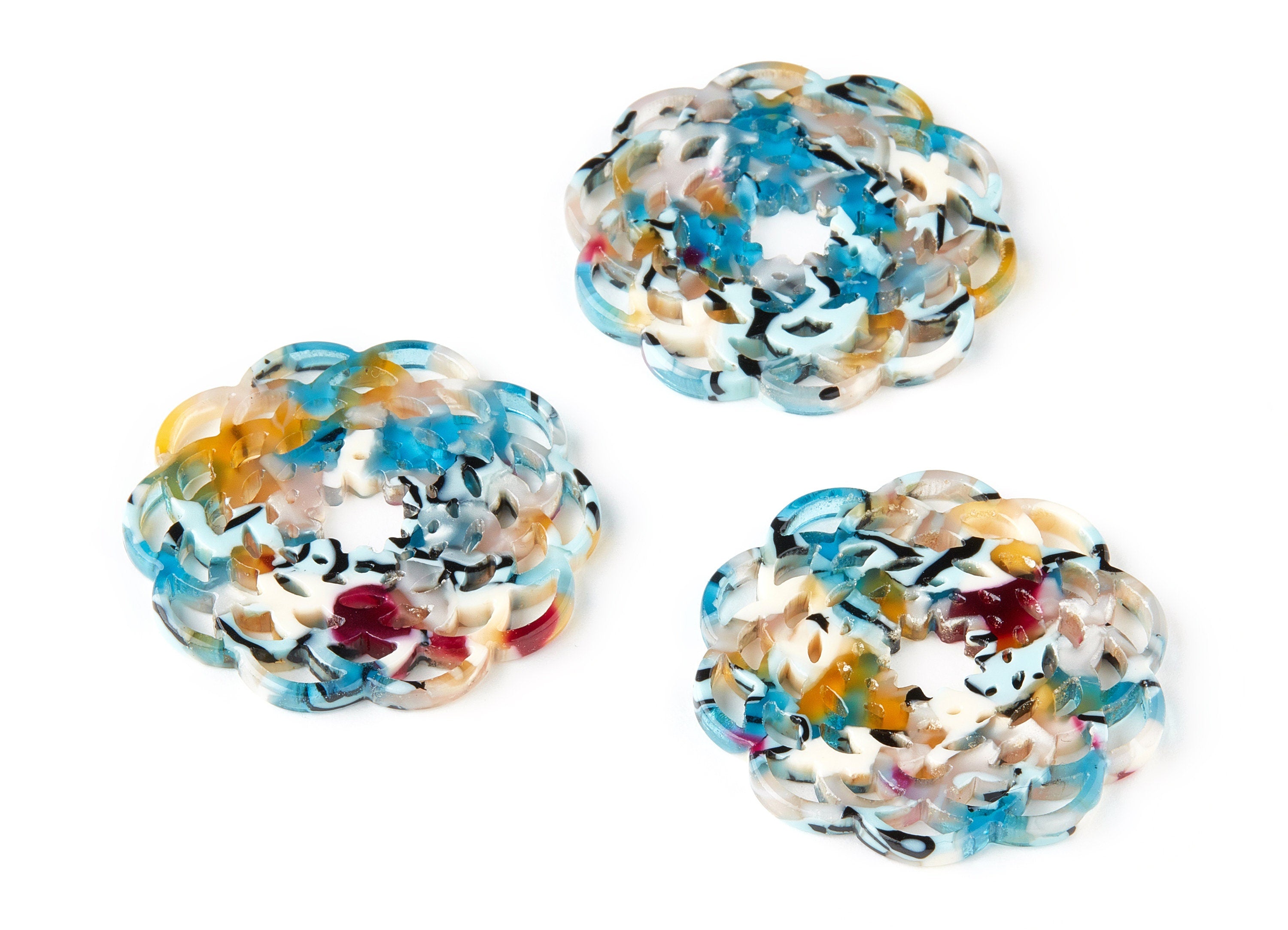 Acetate Flower Charms - Flower Earring and Pendant - Earring Findings - Jewelry Supply - Color Code: A209 - 39.98x39.98x2.69mm - AC1504-A209 - DOMEDBAZAAR