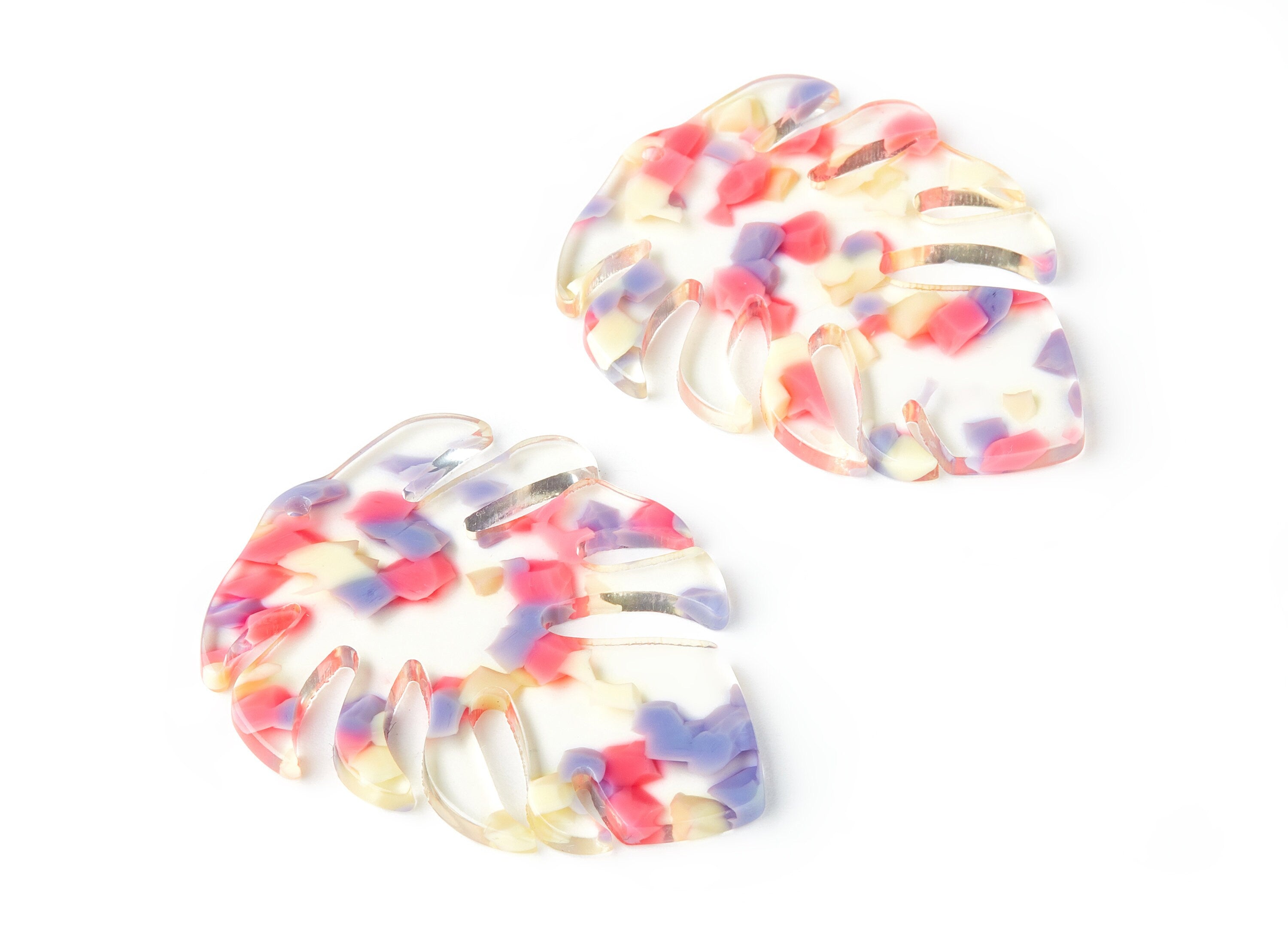 Acetate Leaf Earring Charms - Leaf Shaped Pendant - Earring Findings - Jewelry Supplies - Color Code: A168 - 49.56x40.27x2.6mm - AC1451-A168 - DOMEDBAZAAR