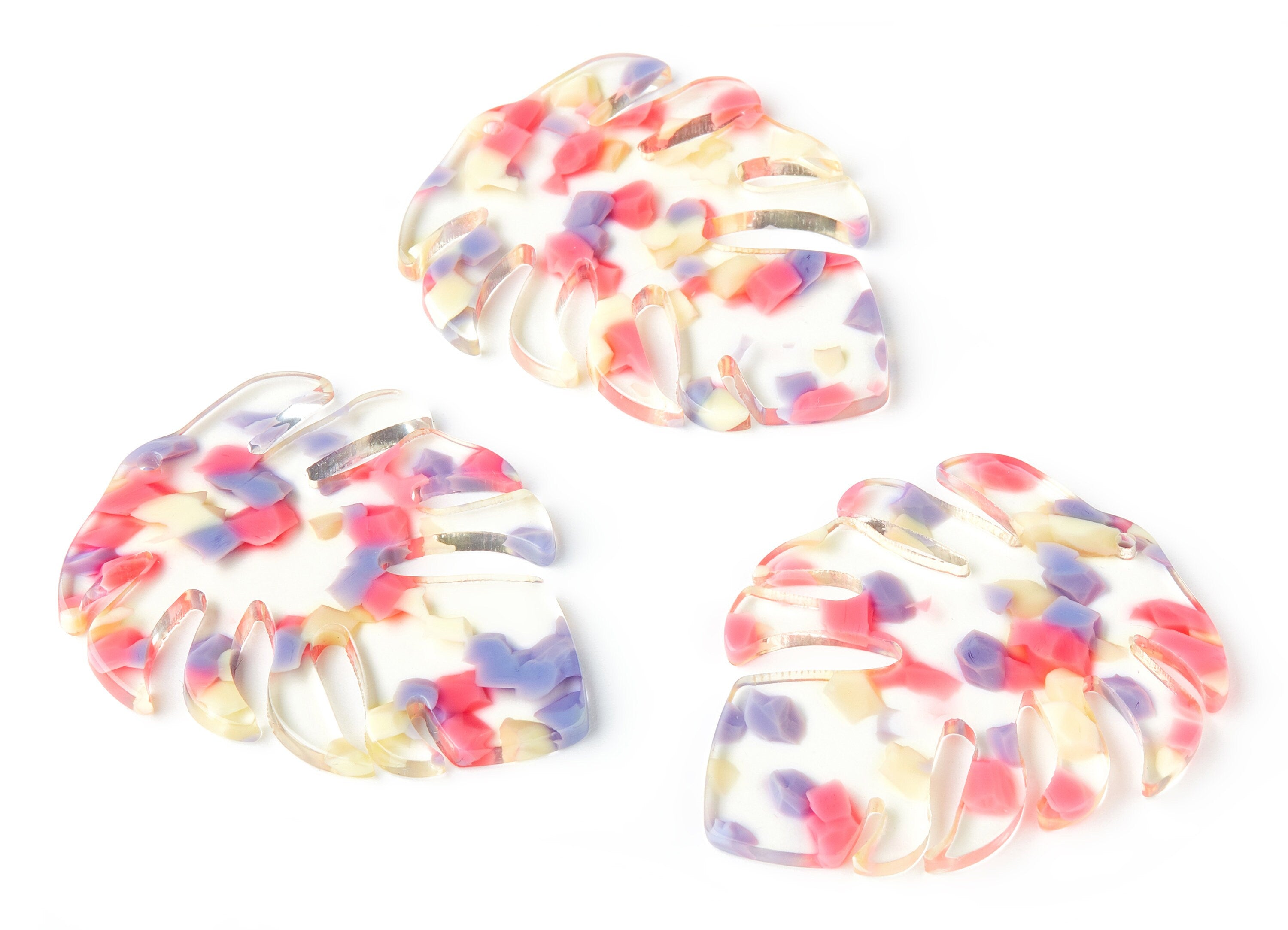 Acetate Leaf Earring Charms - Leaf Shaped Pendant - Earring Findings - Jewelry Supplies - Color Code: A168 - 49.56x40.27x2.6mm - AC1451-A168 - DOMEDBAZAAR