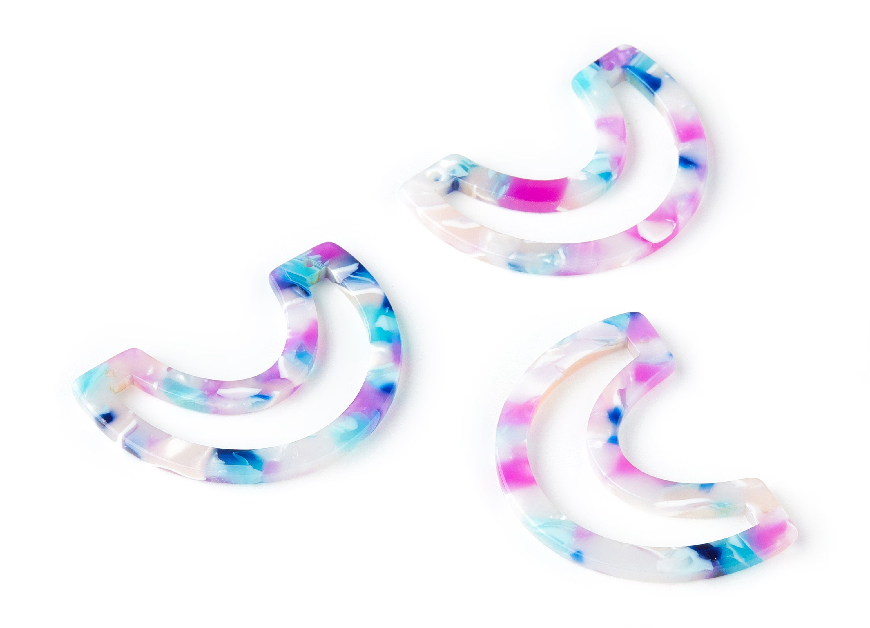 Acetate Moon Earring Charms - Moon Pendant - Earring Findings - Jewelry Supplies - Color Code:A197 - 39.88x15.29x2.58mm - AC1506-A197 - DOMEDBAZAAR
