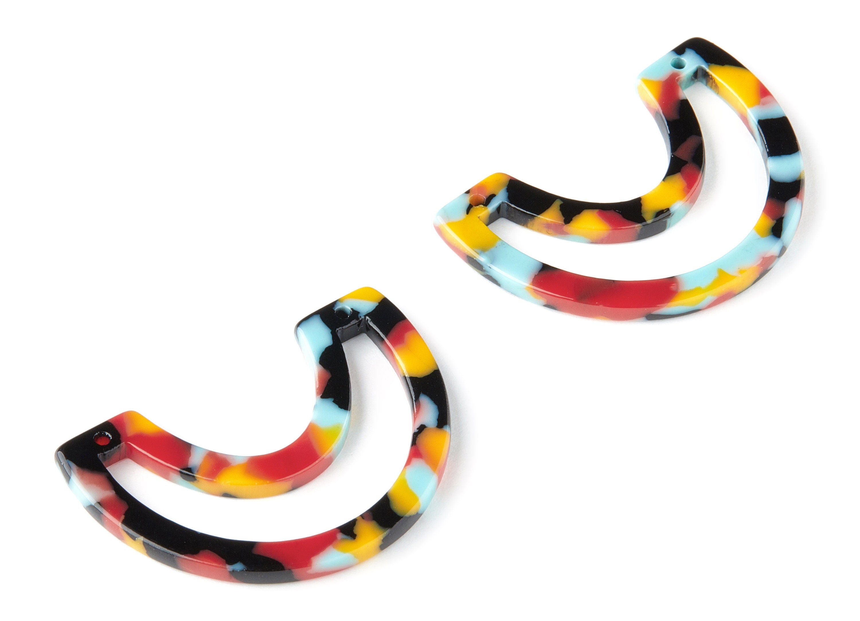 Acetate Moon Earring Charms - Moon Pendant - Earring Findings - Jewelry Supplies - Color Code:A196 - 39.88x15.29x2.58mm - AC1506-A196 - DOMEDBAZAAR