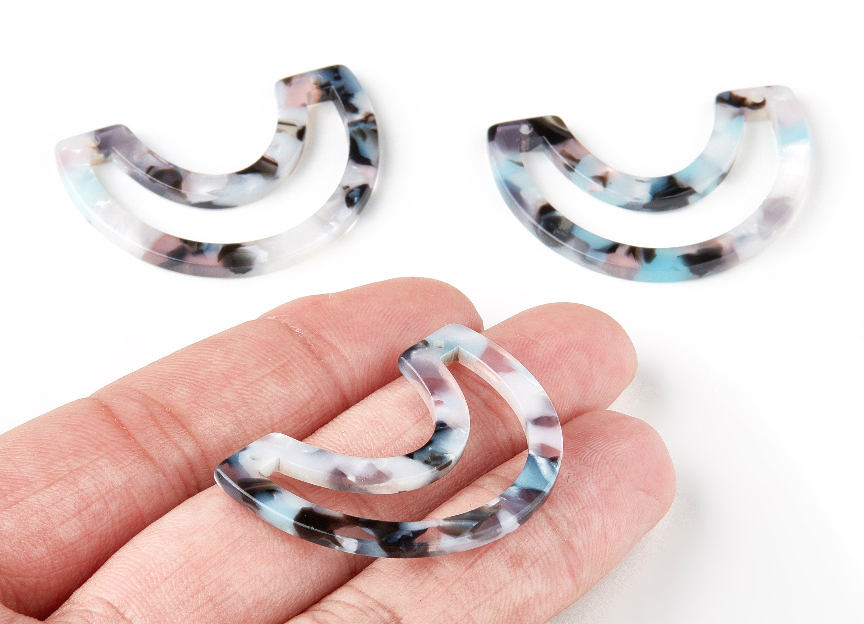 Acetate Moon Earring Charms - Moon Pendant - Earring Findings - Jewelry Supplies - Color Code:A198 - 39.88x15.29x2.58mm - AC1506-A198 - DOMEDBAZAAR