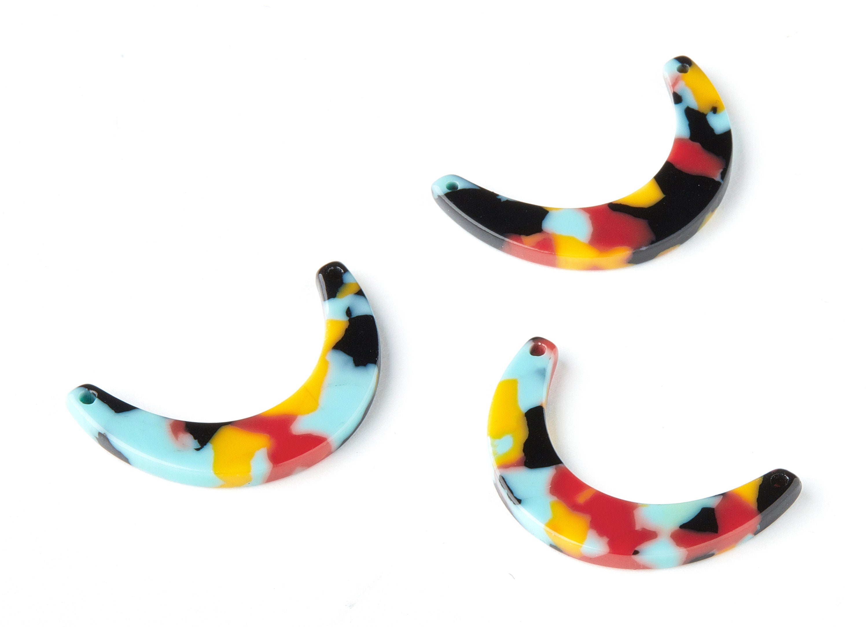 Acetate Moon Connector - 2 Holes - Moon Earrings and Pendant - Earring Findings  - Color Code:A196 - 31.83x7.2x2.53mm - AC1507-A196 - DOMEDBAZAAR