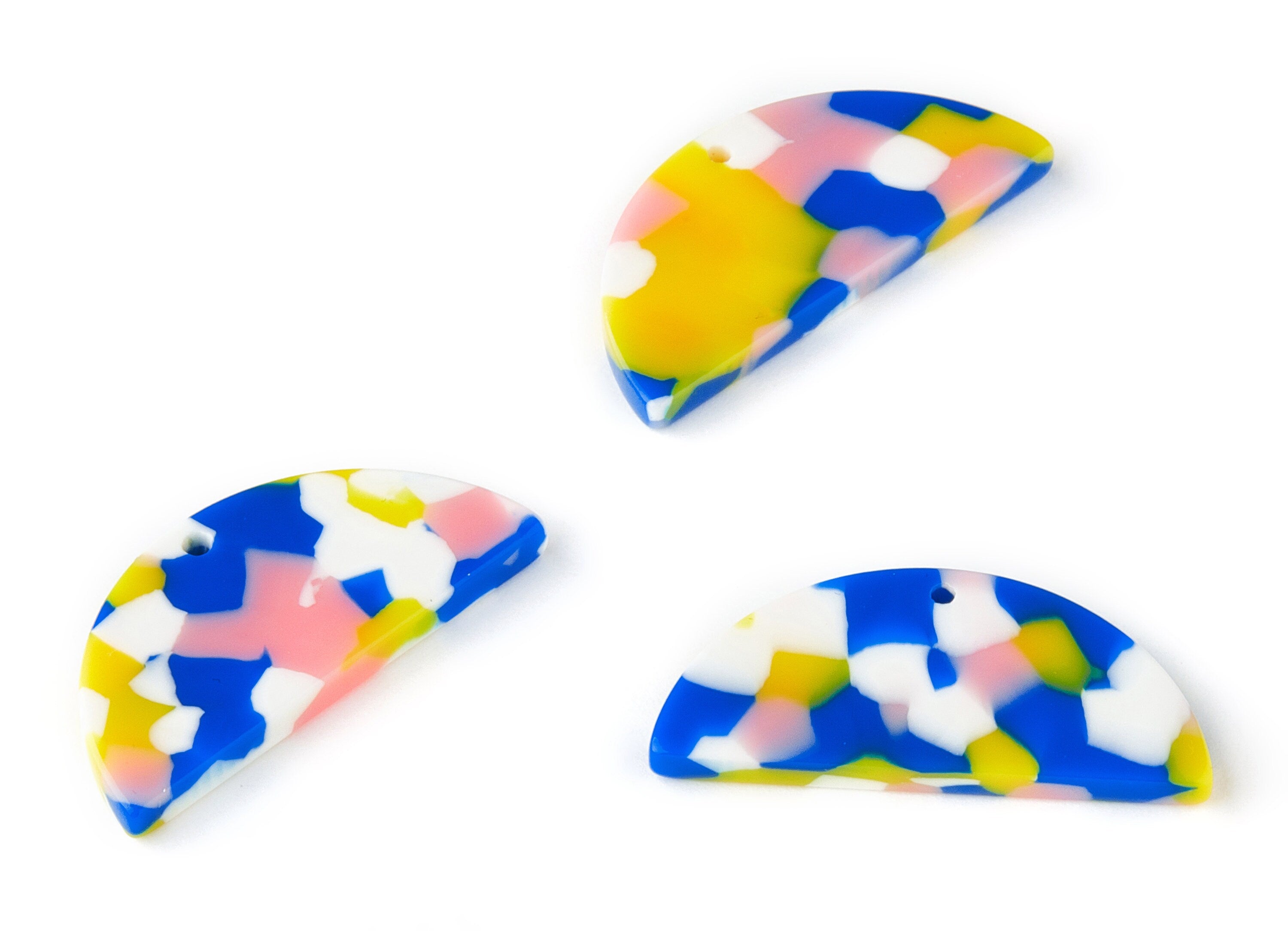 Acetate Semicircle Charms - Acetate Half Moon Charms - Semicircle Earrings and Pendan - Color Code: A203 - 29.13x13.67x2.6mm - AC1499-A203 - DOMEDBAZAAR
