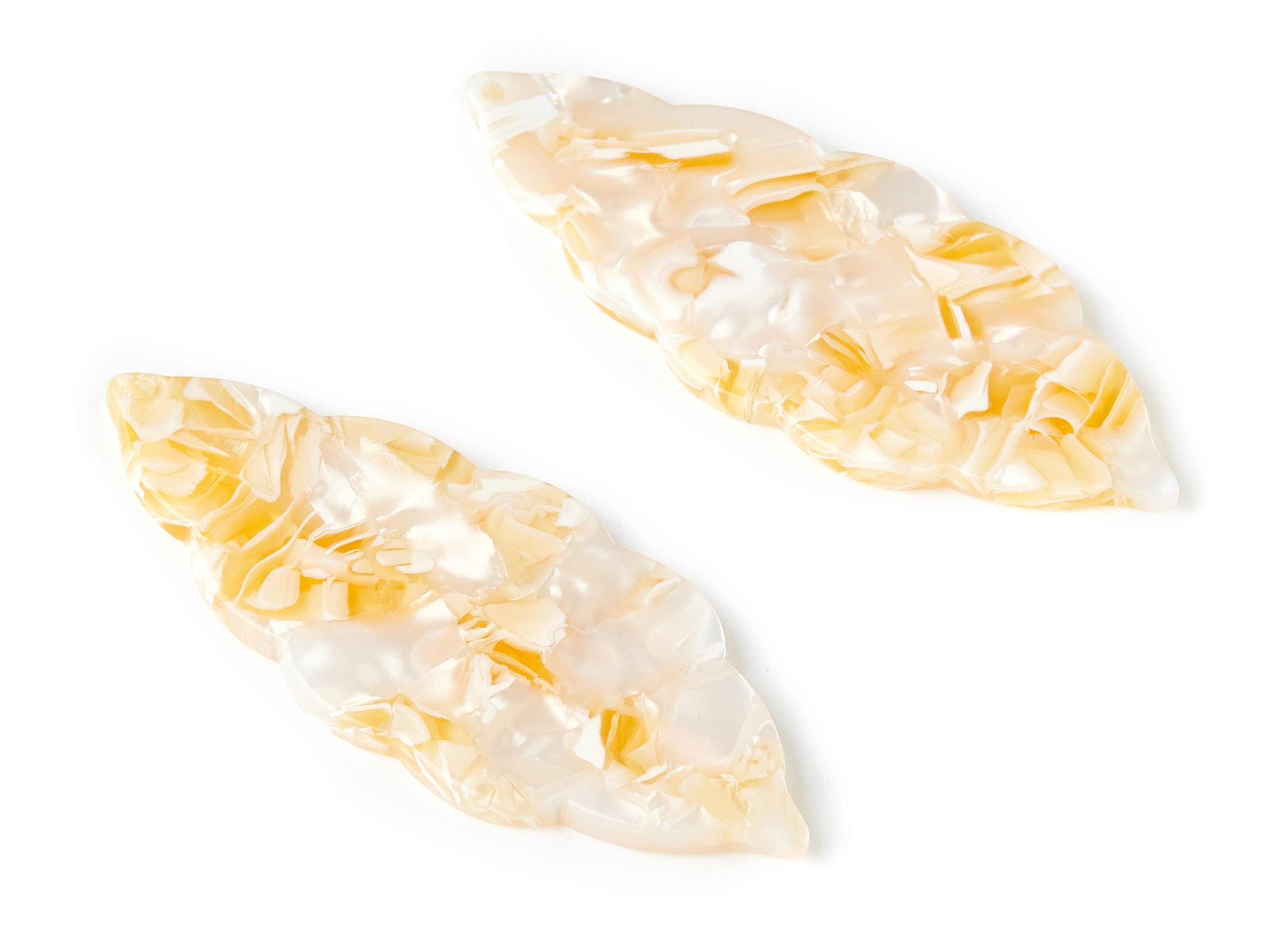Acetate Leaf Earring Charms - Acrylic Leaf Pendant - Earring Findings - Jewelry Supplies - Color Code:A202 - 59x23.95x2.55mm - AC1491-A202 - DOMEDBAZAAR