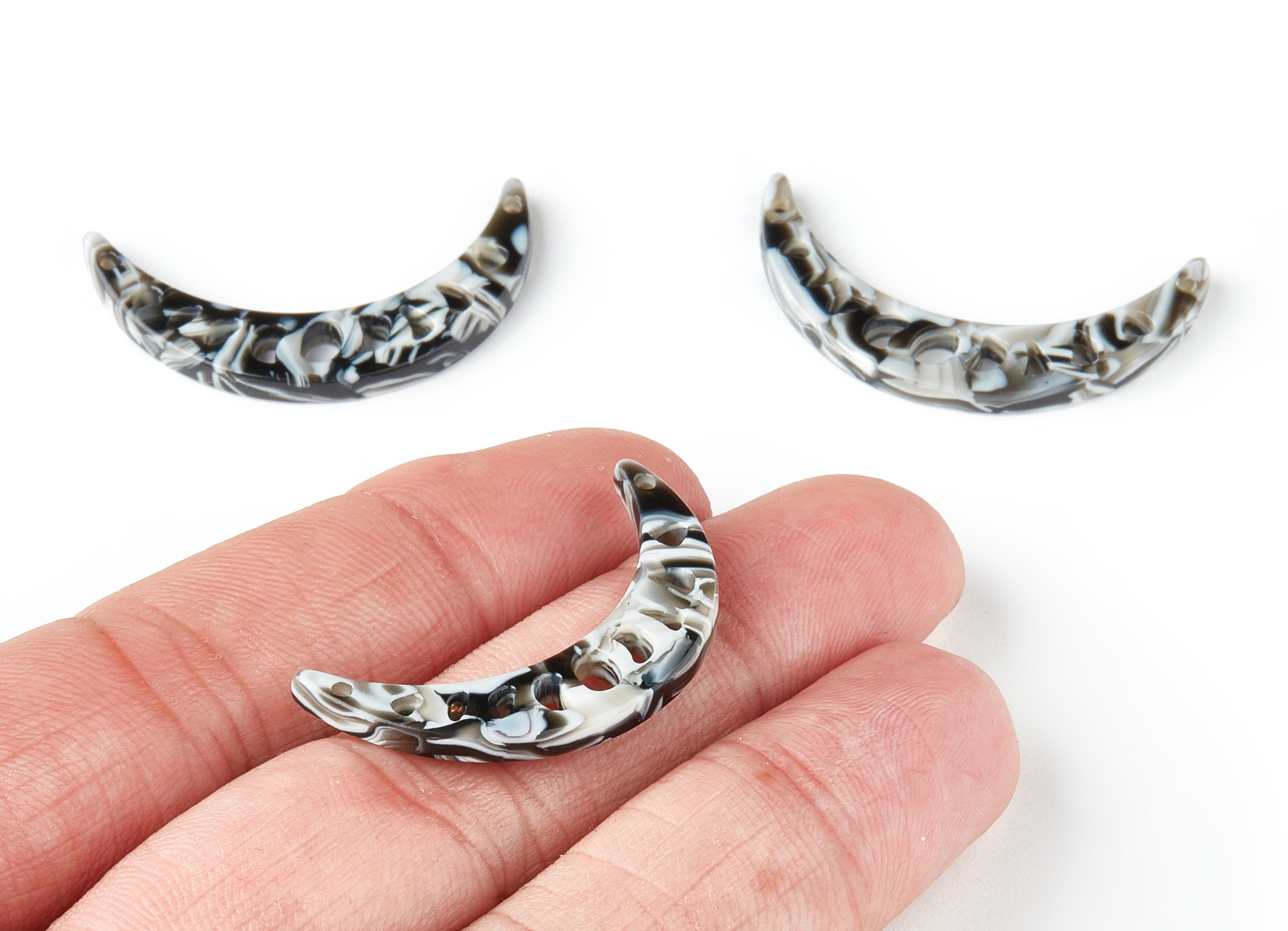 Acetate Moon Charms - Moon Earrings and Pendant - Earring Findings - Jewelry Supplys - Color Code: A163 - 34.34x7.38x2.71mm - AC1513-A163 - DOMEDBAZAAR