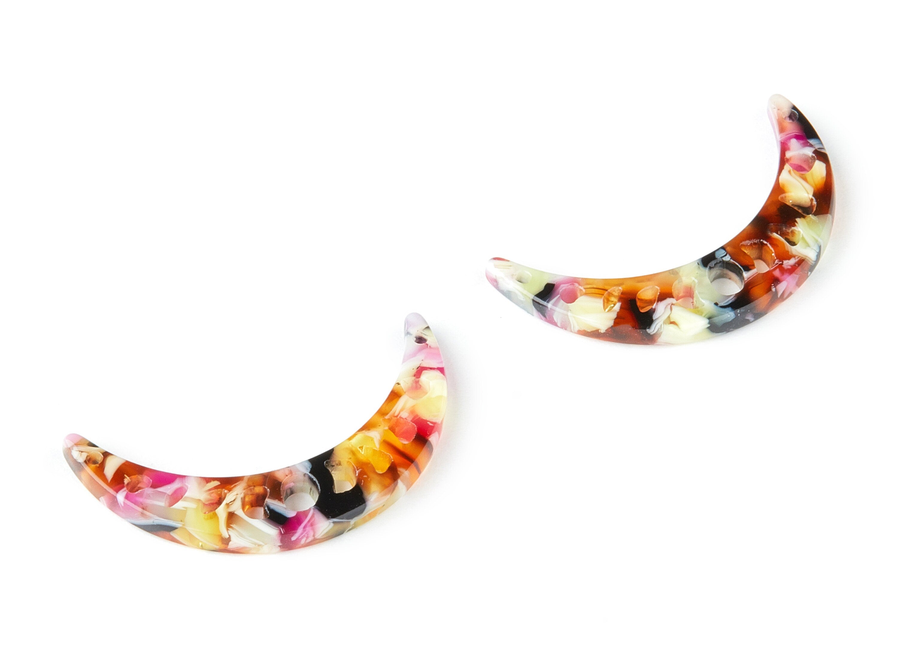 Acetate Moon Charms - Moon Earrings and Pendant - Earring Findings - Jewelry Supplys - Color Code: A164 - 34.34x7.38x2.71mm - AC1513-A164 - DOMEDBAZAAR