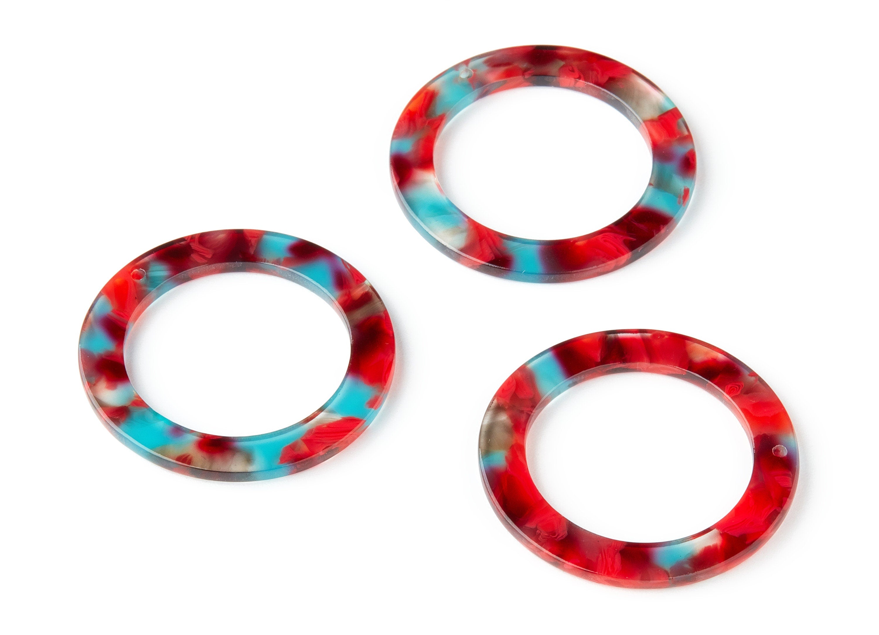 Acetate Hoop Earring Charms - Circle Pendant - Earring Findings - Jewelry Supplies - Color Code: A185 - 36.59x36.59x2.58mm - AC1484-A185 - DOMEDBAZAAR