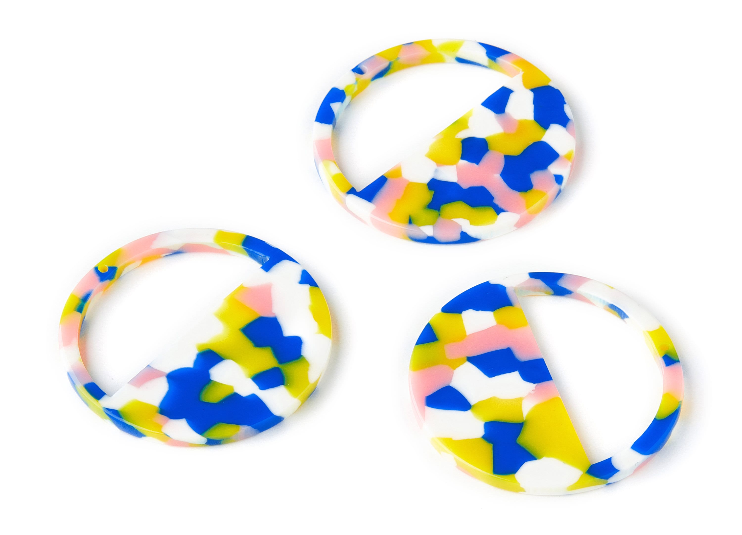 Acetate Round Earring Charms - Circle Pendant - Earring Findings - Jewelry Supplies - Color Code: A203 - 34.42x34.42x2.61mm - AC1498-A203 - DOMEDBAZAAR