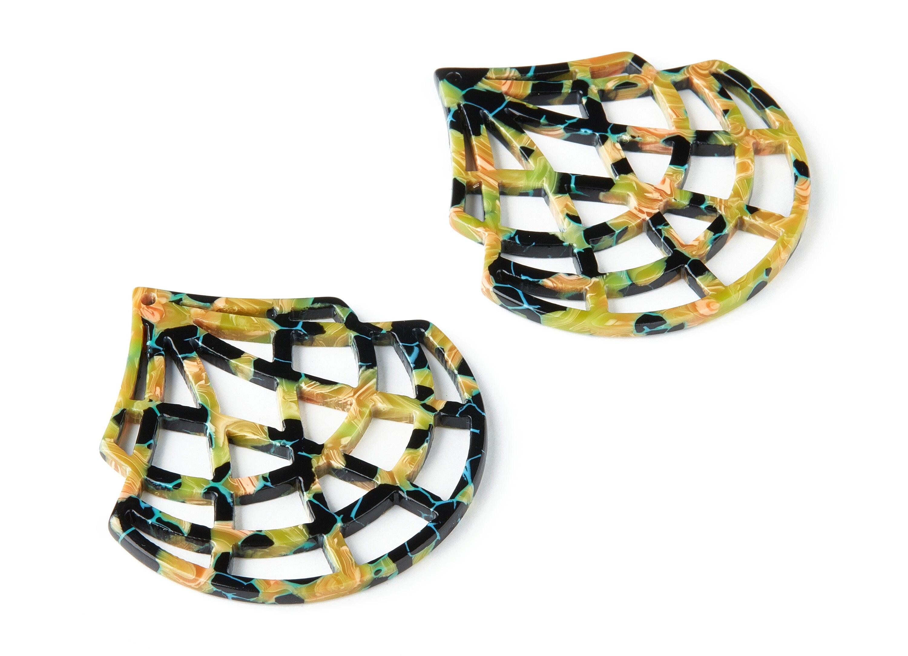 Acetate Fan Earring Charms - Acrylic Fan Pendant - Earring Findings - Jewelry Supplies - Color Code: A169 - 53.02x49.65x2.56mm - AC1454-A169 - DOMEDBAZAAR