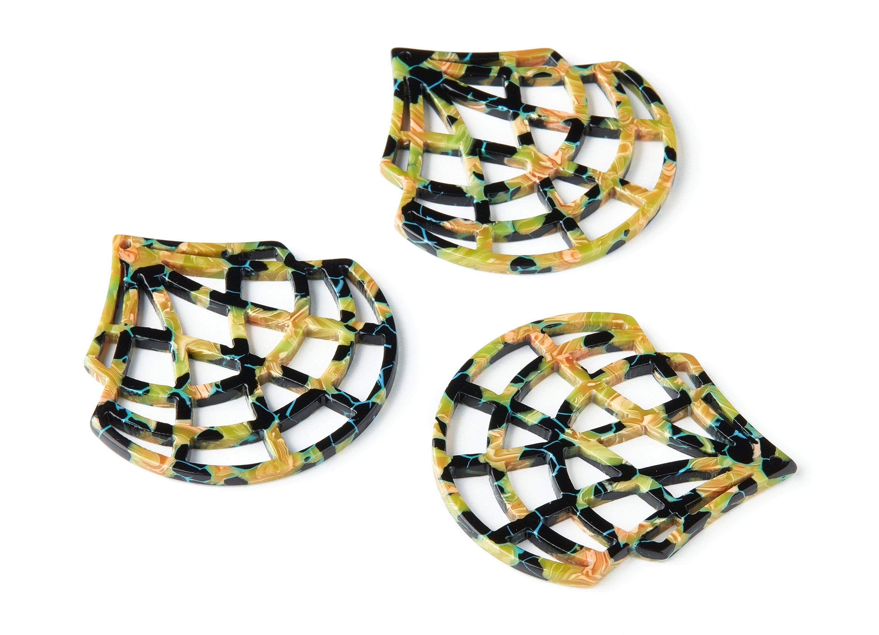Acetate Fan Earring Charms - Acrylic Fan Pendant - Earring Findings - Jewelry Supplies - Color Code: A169 - 53.02x49.65x2.56mm - AC1454-A169 - DOMEDBAZAAR