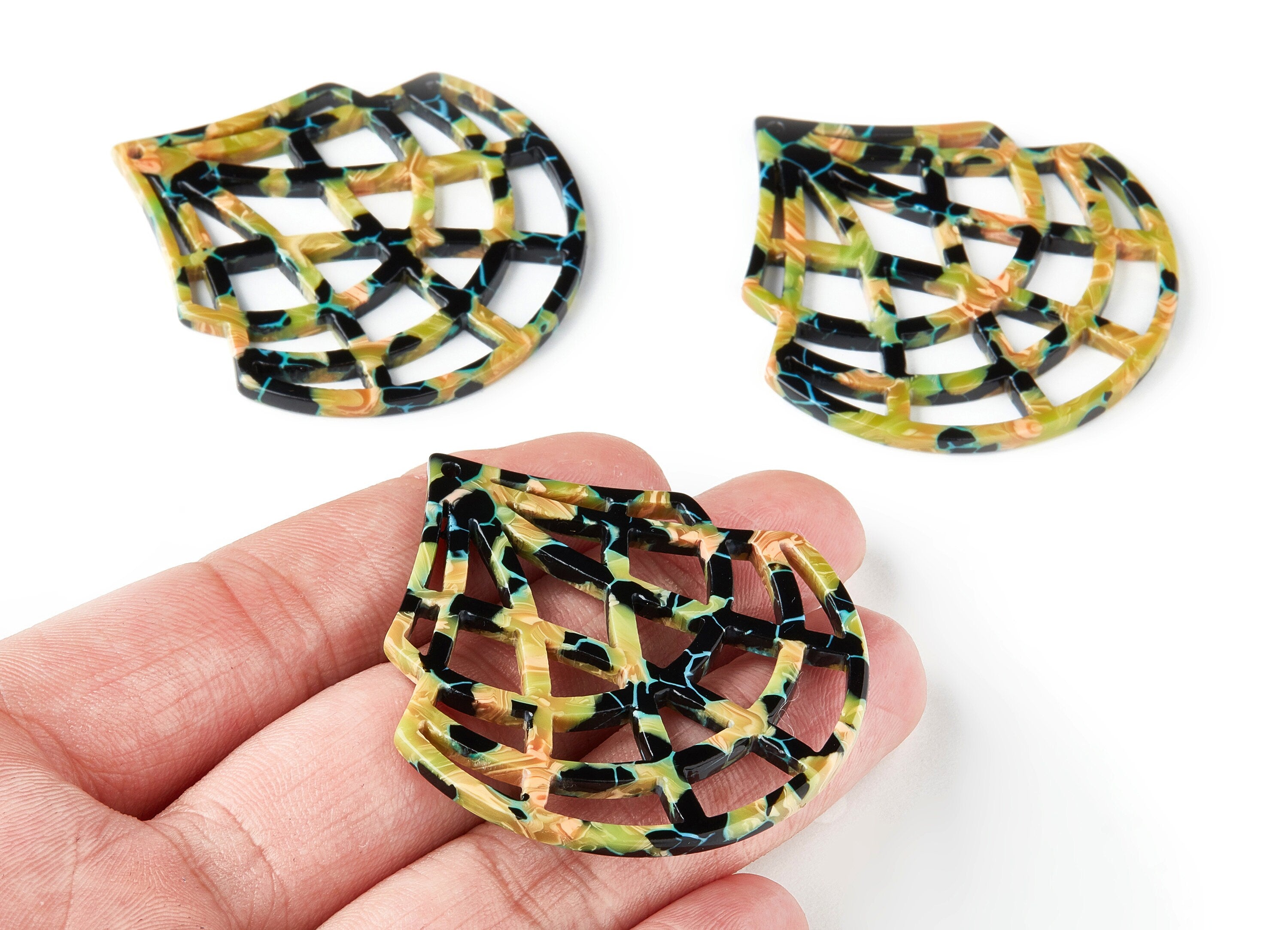 Acetate Fan Earring Charms - Acrylic Fan Pendant - Earring Findings - Jewelry Supplies - Color Code: A169 - 53.02x49.65x2.56mm - AC1454-A169 - DOMEDBAZAAR