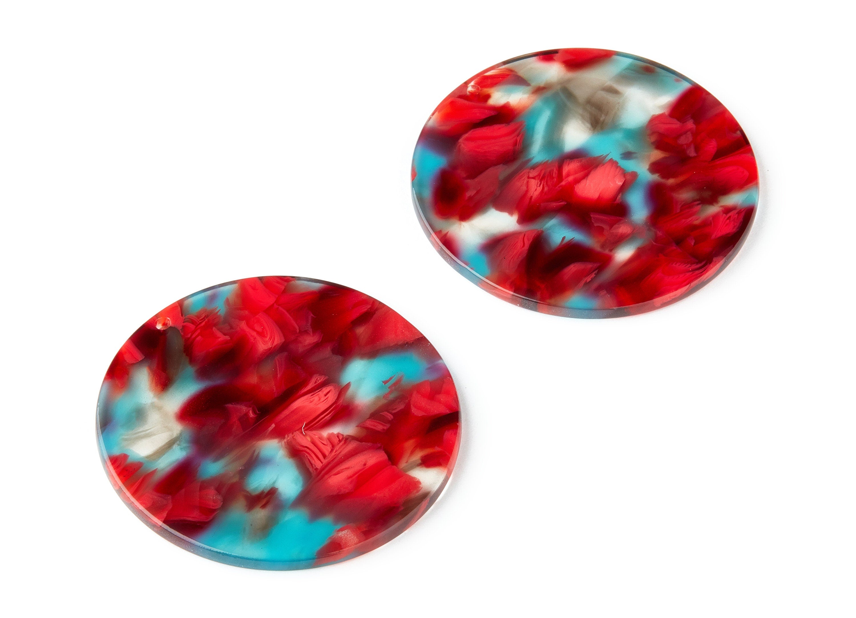 Acetate Round Earring Charm - Circle Shaped Pendant - Earring Findings - Jewelry Supplies - Color Code: A185 - 44.8x44.8x2.6mm - AC1477-A185 - DOMEDBAZAAR