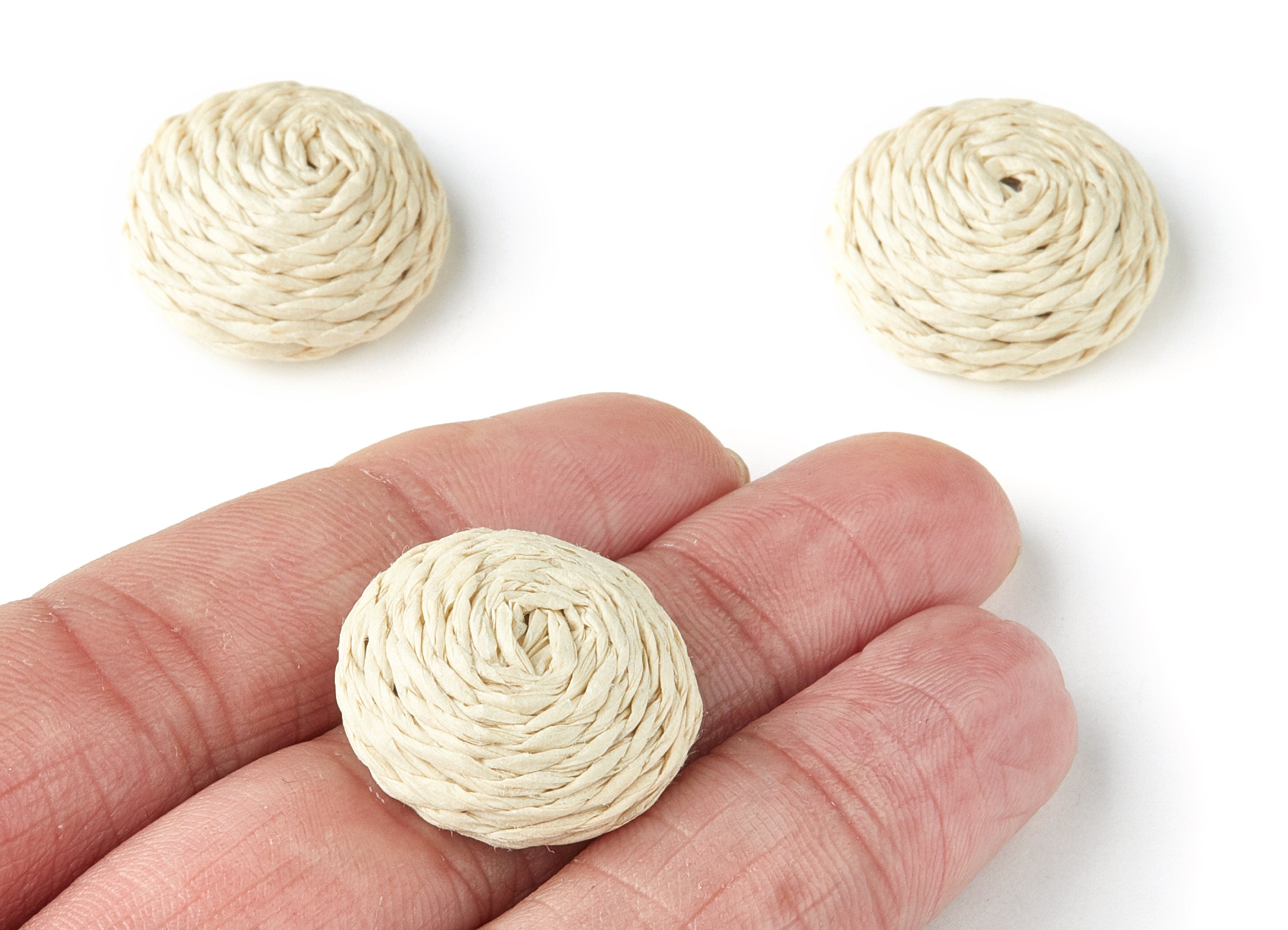 Handwoven Rattan Earrings - Round Shaped Rattan Pendant - Wooden Straw Earring - Jewelery Handmade - 22.9x22.9x8.9mm - RT1140 - DOMEDBAZAAR