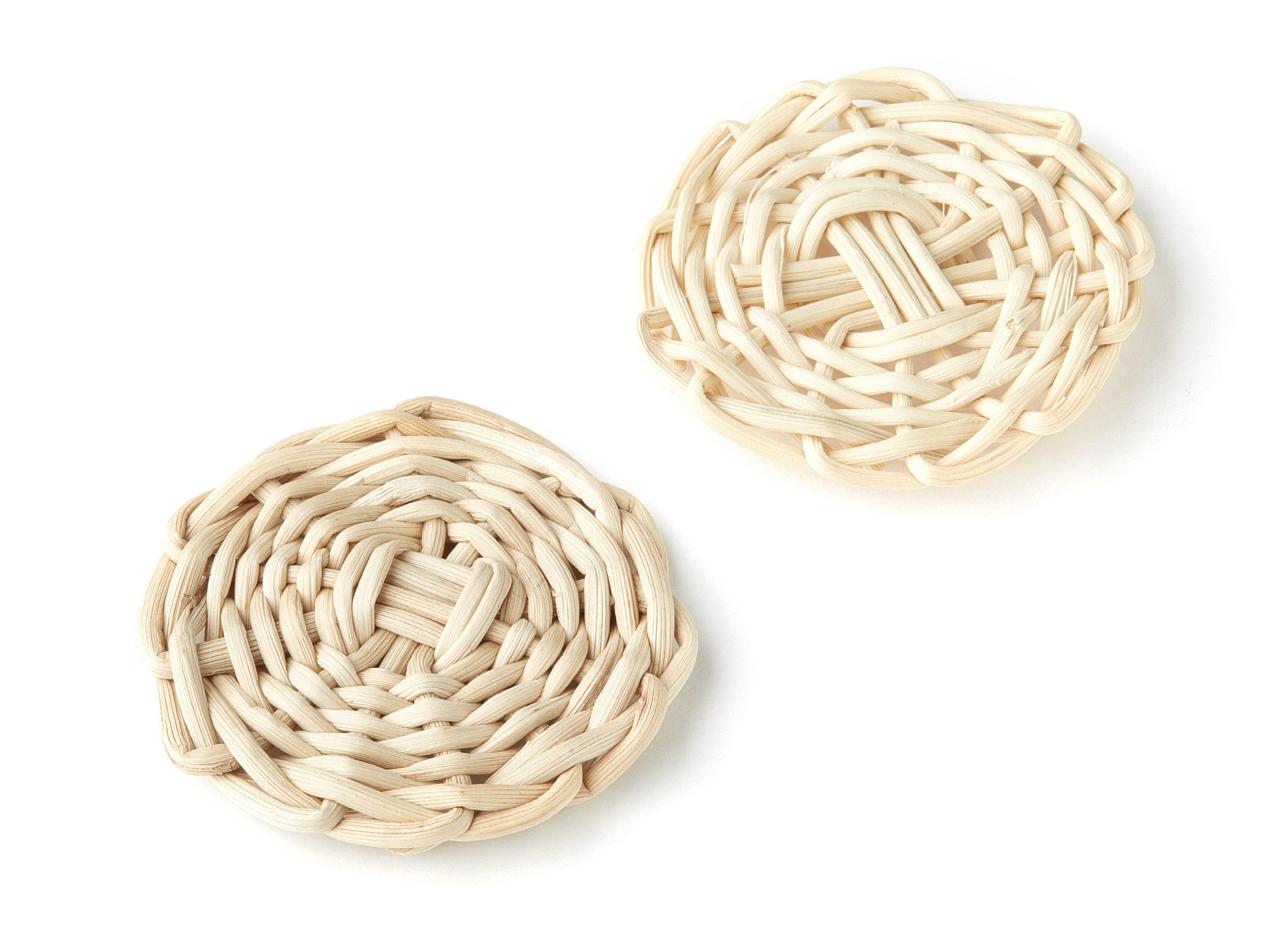Handwoven Rattan Earrings - Round Shaped Rattan Pendant - Wooden Straw Earring - Jewelery Handmade - 47.9x47.9mm - RT1141 - DOMEDBAZAAR