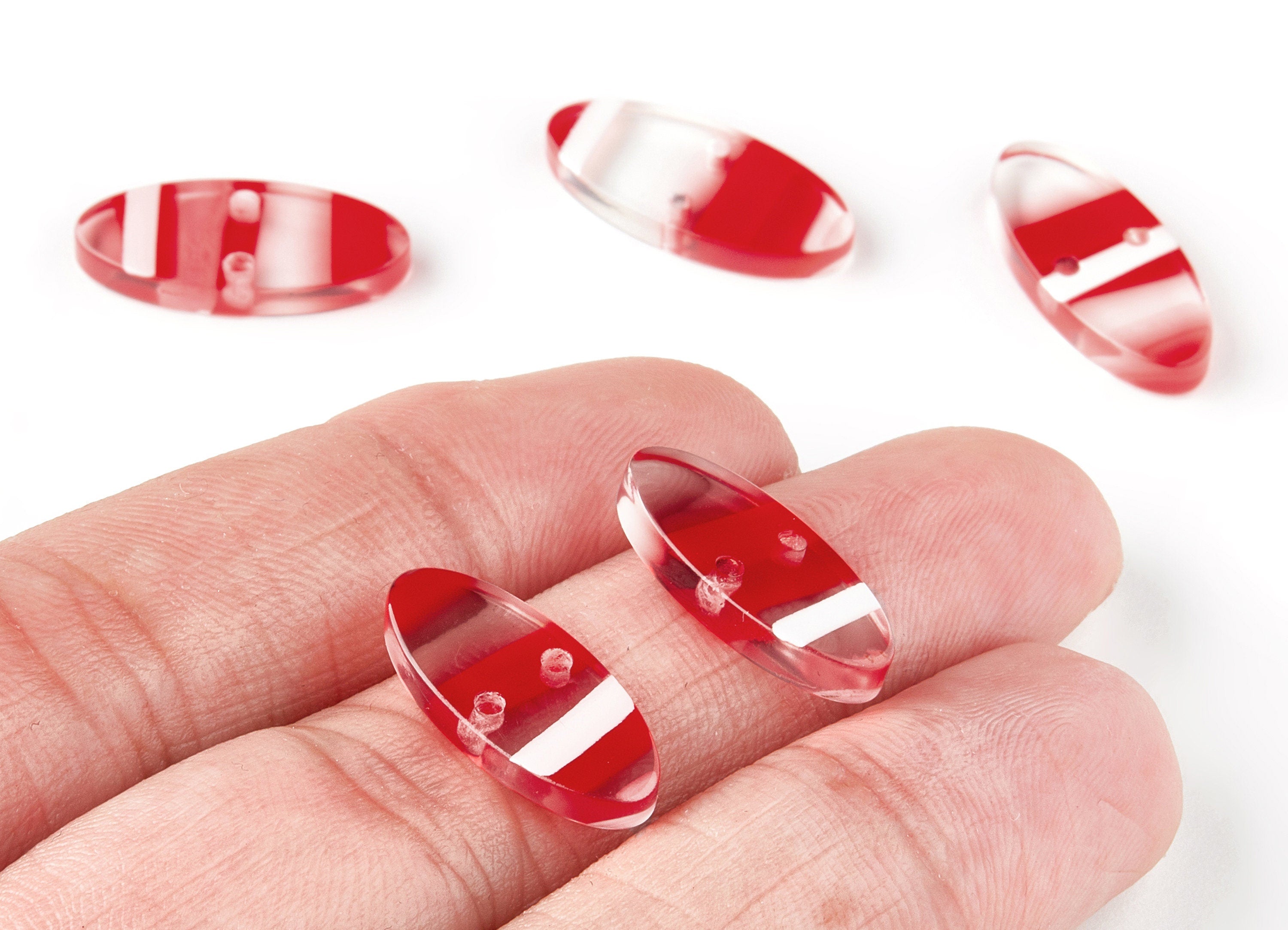 Acetate Oval Connector -  2 Holes - Circle Earrings and Pendant - Earring Findings - Color Code: A171 - 20.1x9.16x2.77mm - AC1525-A171 - DOMEDBAZAAR