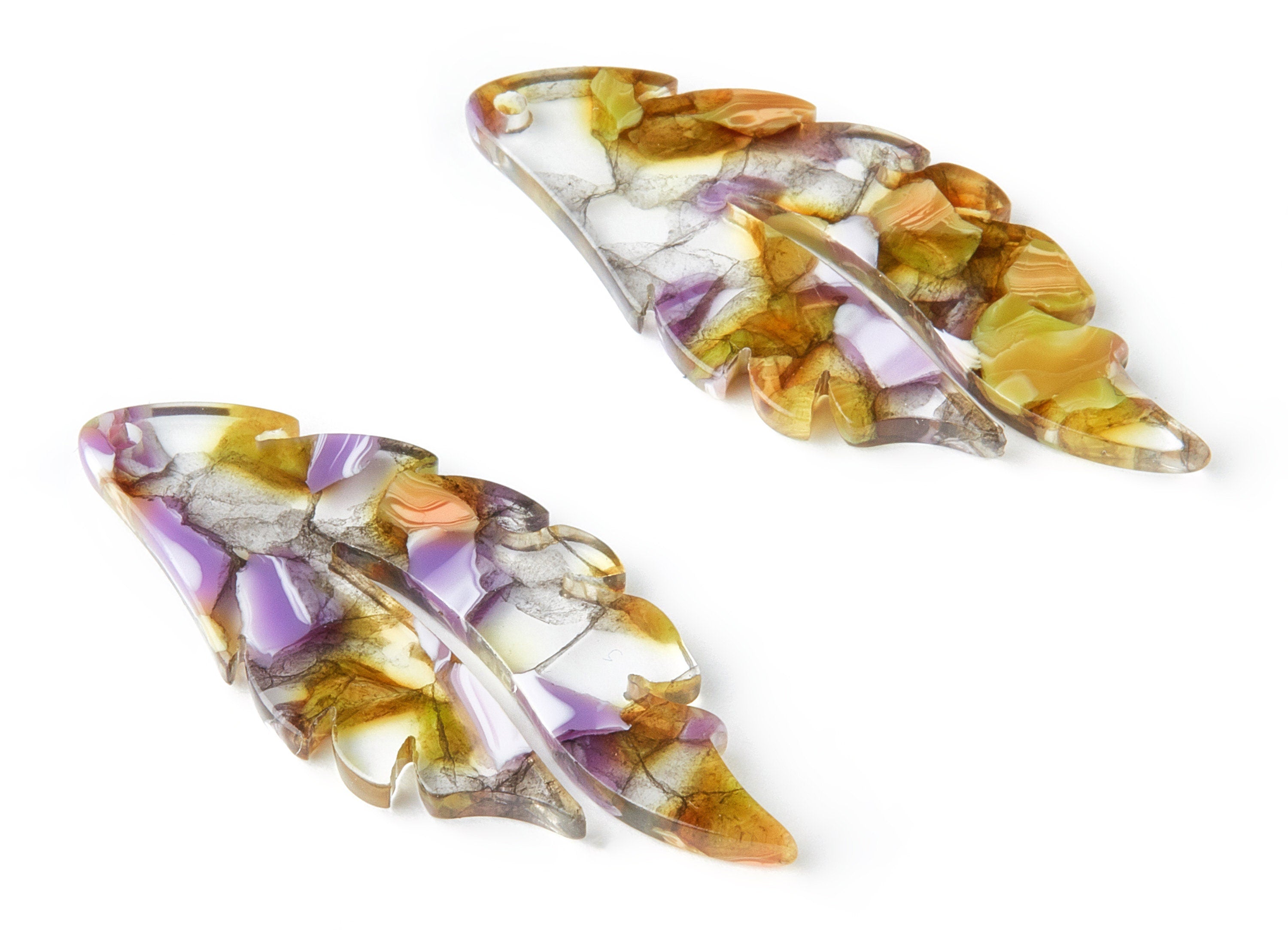 Acetate Leaf Earring Charms - Acrylic Leaf Pendant - Earring Findings - Jewelry Supplies - Color Code:A167 - 43.8x19.46x2.55mm - AC1455-A167 - DOMEDBAZAAR