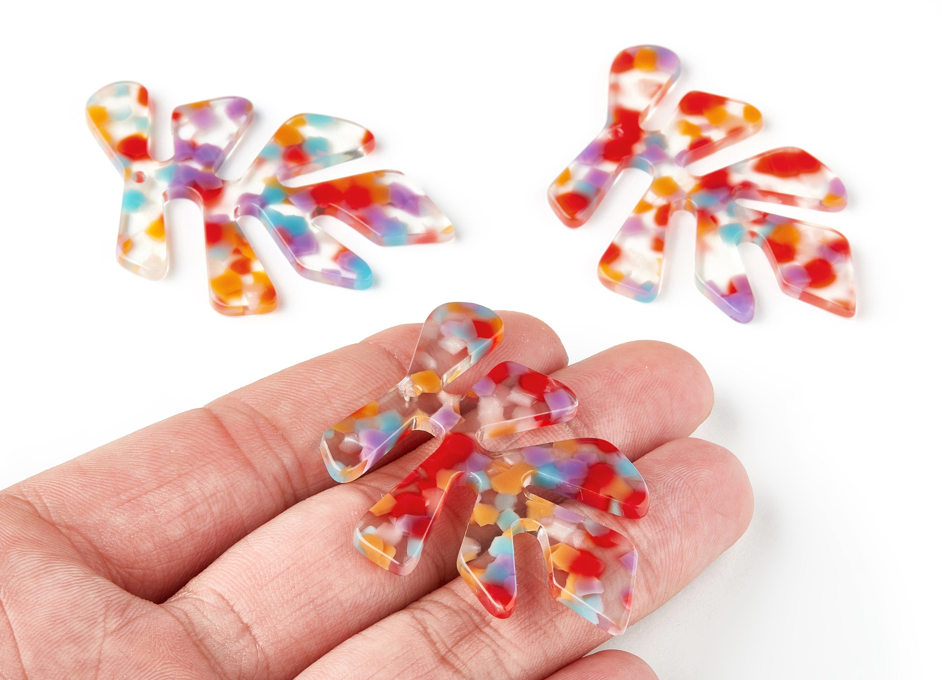 Acetate Leaf Earring Charms - Acrylic Leaf Pendant - Earring Findings - Jewelry Supplies - Color Code: A166 - 51x41.48x2.43mm - AC1450-A166 - DOMEDBAZAAR