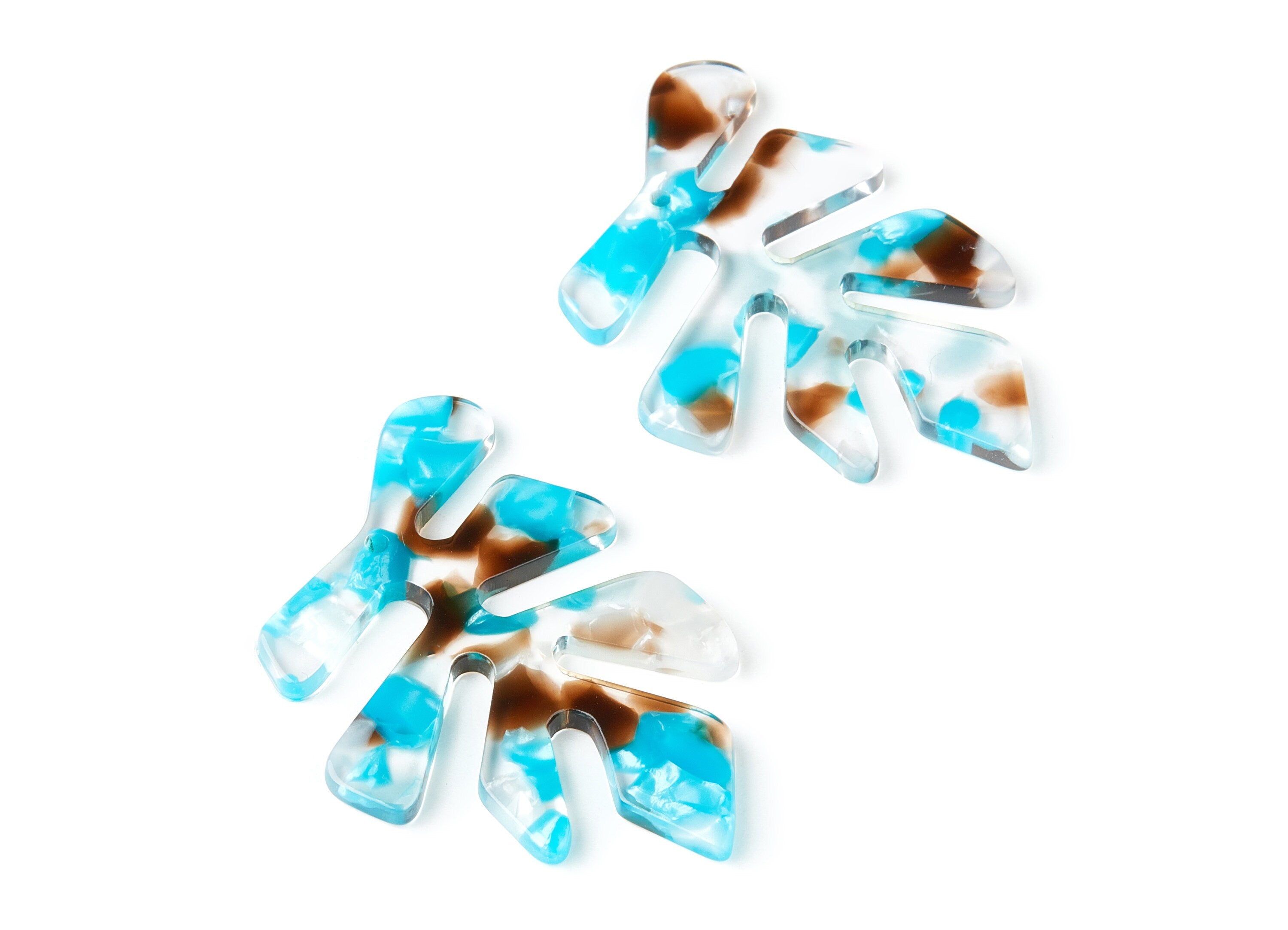 Acetate Leaf Earring Charms - Acrylic Leaf Pendant - Earring Findings - Jewelry Supplies - Color Code: A165 - 51.27x41.48x2mm - AC1450-A165 - DOMEDBAZAAR