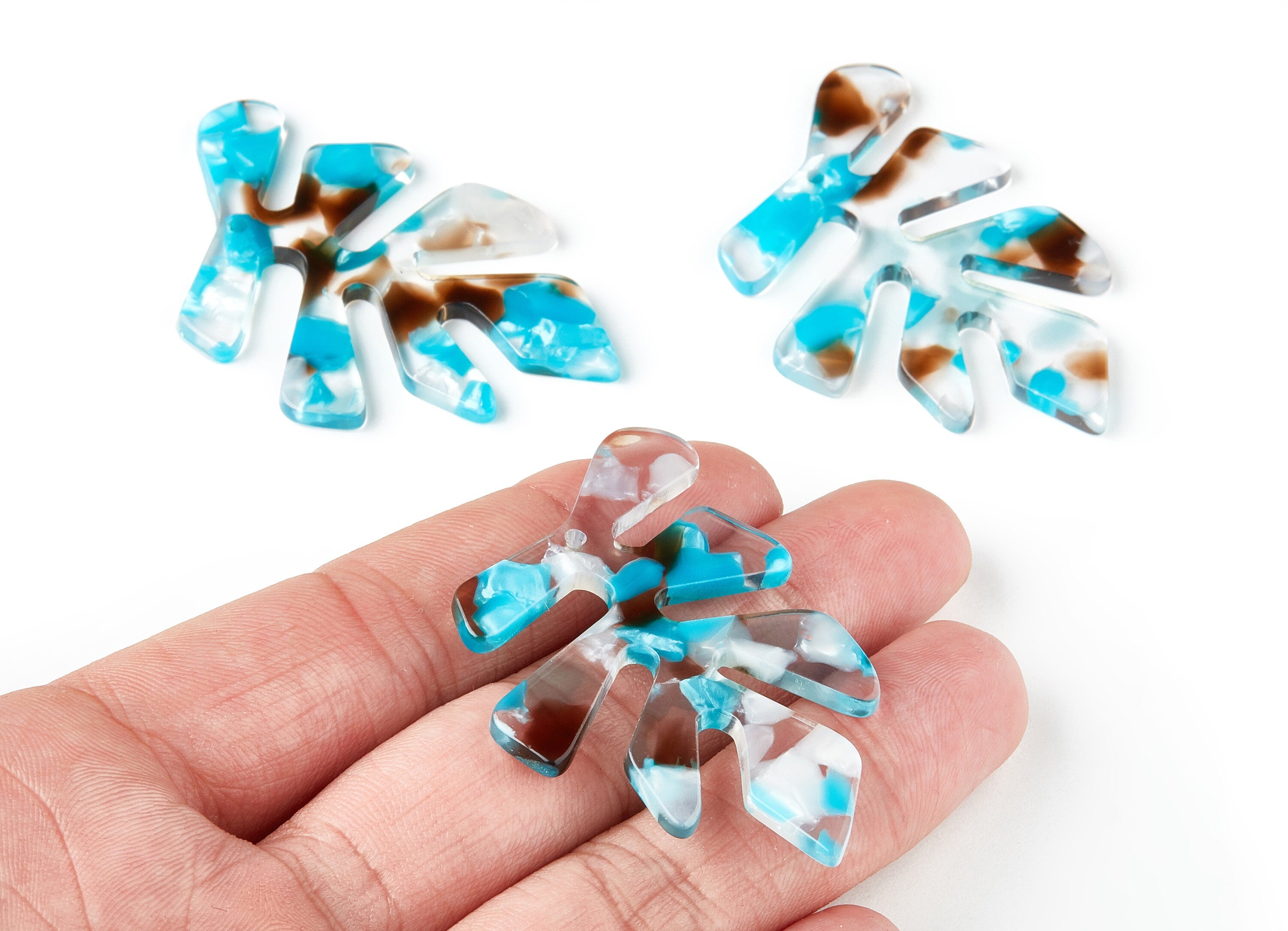 Acetate Leaf Earring Charms - Acrylic Leaf Pendant - Earring Findings - Jewelry Supplies - Color Code: A165 - 51.27x41.48x2mm - AC1450-A165 - DOMEDBAZAAR