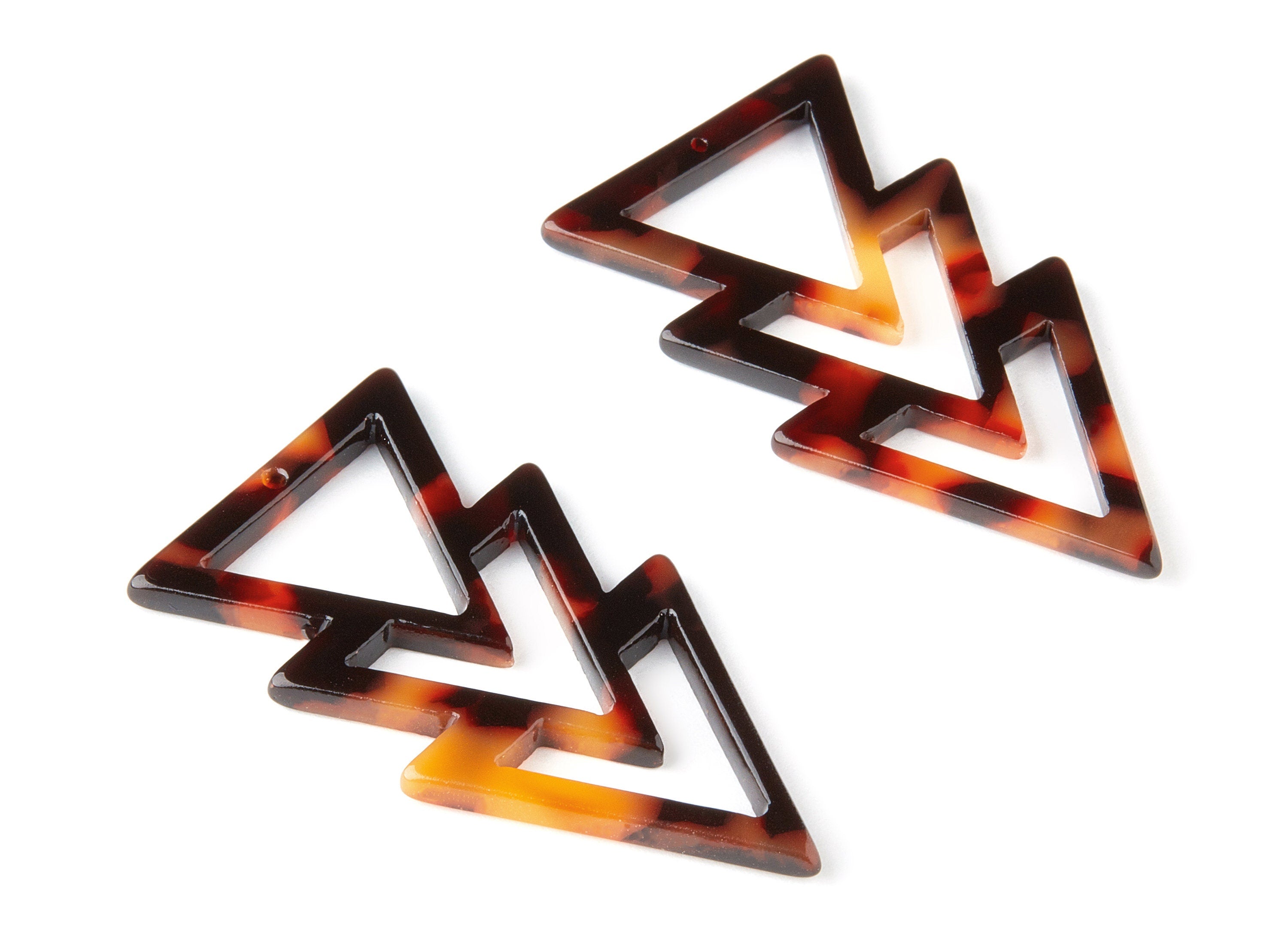 Acetate Acrylic Charms - Acetate Tortoise Shell Charm - Triangle Pendant - 1 Hole - Color Code:A189 - 39.66x9.79x2.51mm - AC1495-A189 - DOMEDBAZAAR