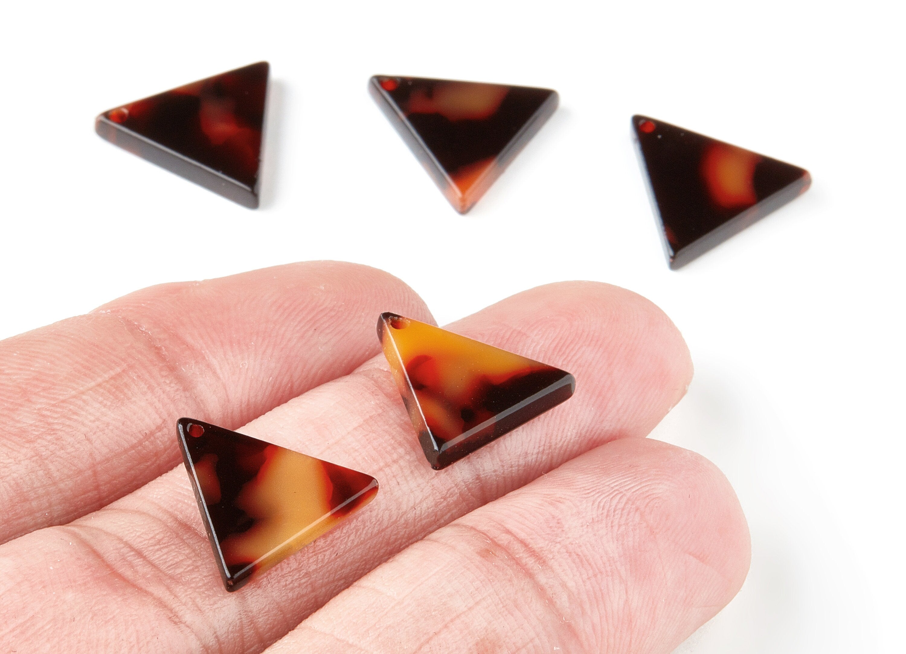Acetate Acrylic Charms - Acetate Tortoise Shell Charm - Triangle Pendant - 1 Hole - Color Code:A189 - 14.65x14.65x2.5mm - AC1496-A189 - DOMEDBAZAAR