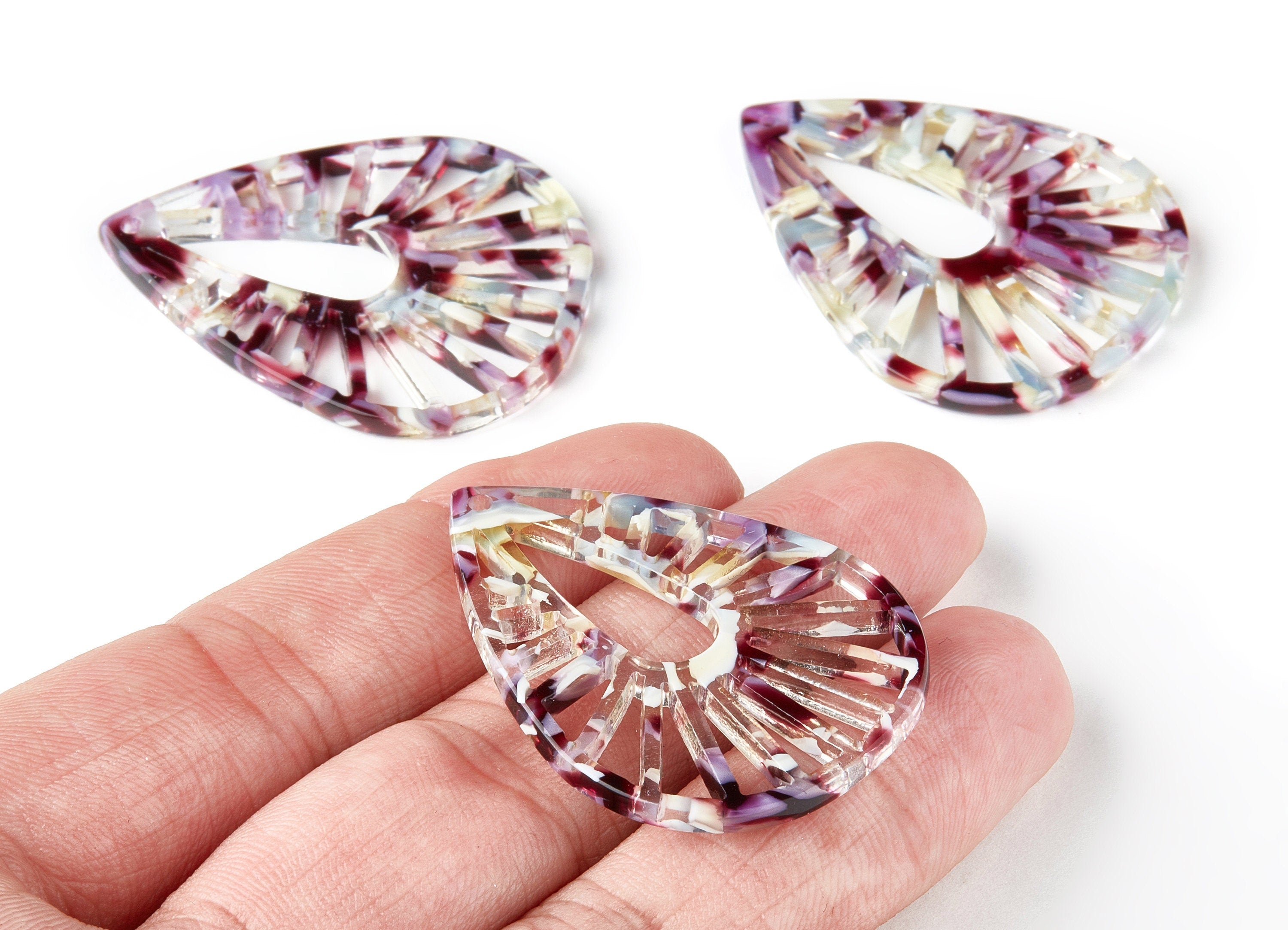 Acetate Drop Charms - Drop Earring and Pendant - Earring Findings - Jewelry Supplys  - Color Code: A211 - 41.92x32.8x2.66mm - AC1502-A211 - DOMEDBAZAAR