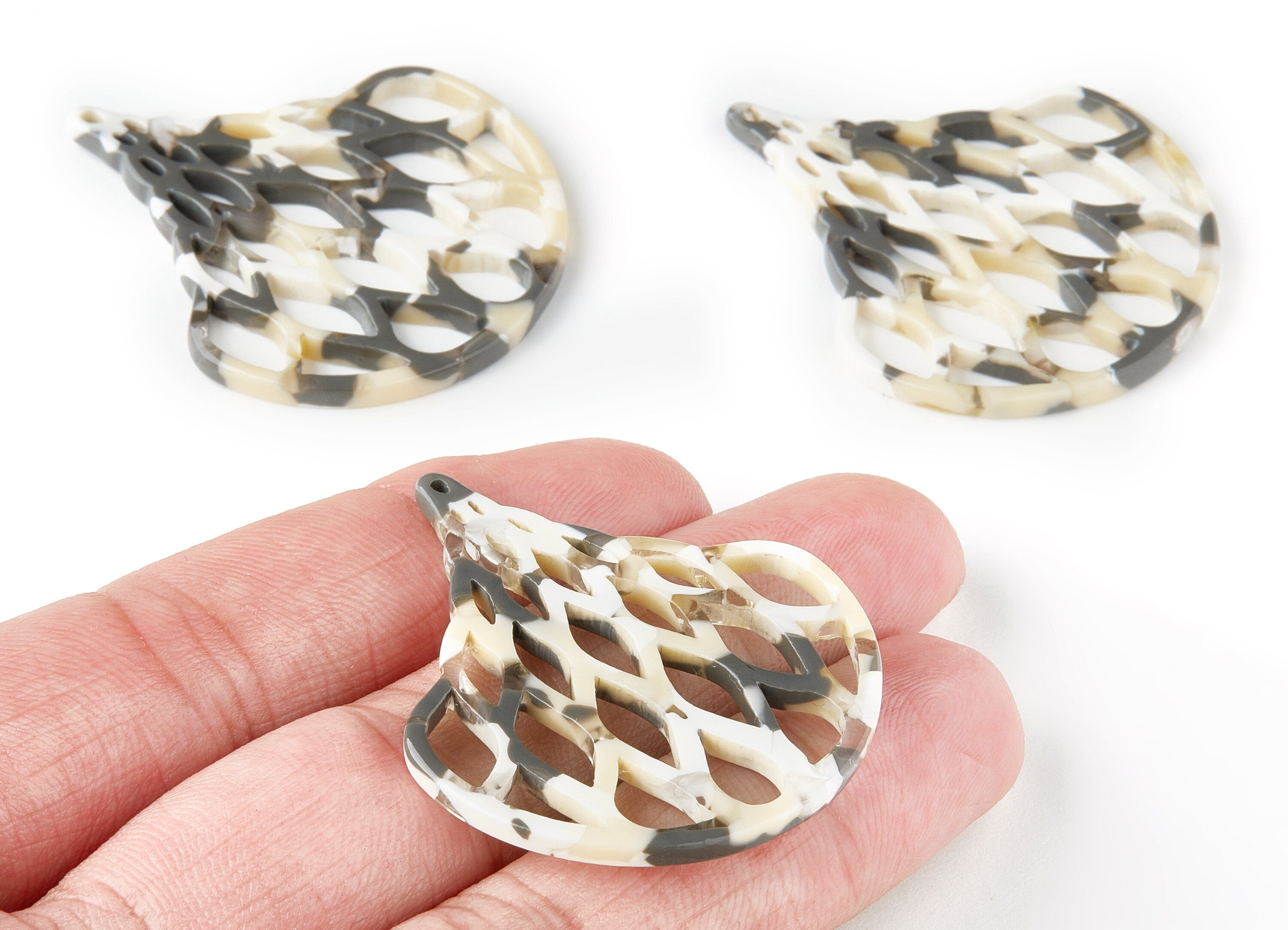 Acetate Fan Charms - Fan Earrings and Pendant - Earring Findings - Jewelry Supplys - Color Code:A210 - 44.06x37.43x2.62mm - AC1512-A210 - DOMEDBAZAAR