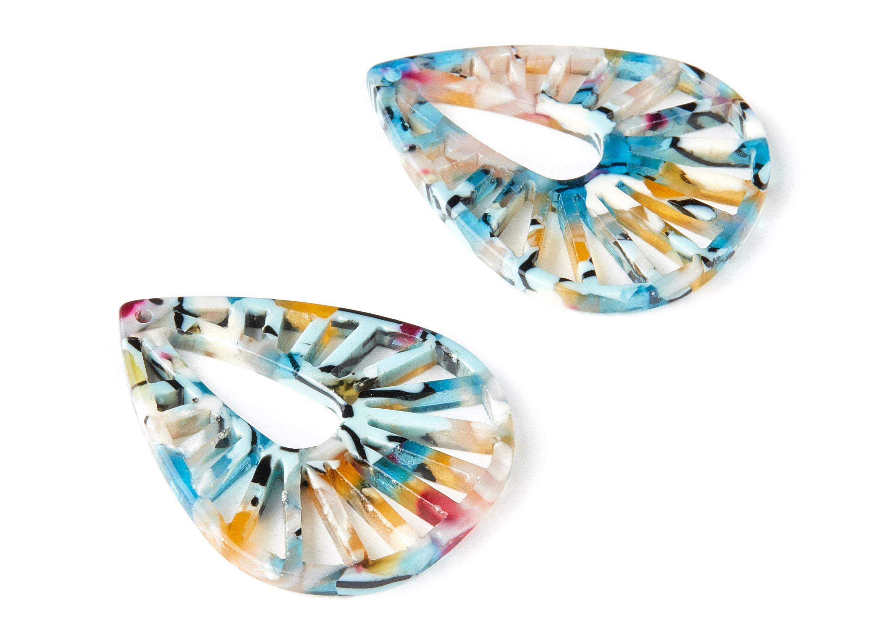 Acetate Drop Charms - Drop Earring and Pendant - Earring Findings - Jewelry Supplys  - Color Code: A209 - 41.92x32.8x2.66mm - AC1502-A209 - DOMEDBAZAAR
